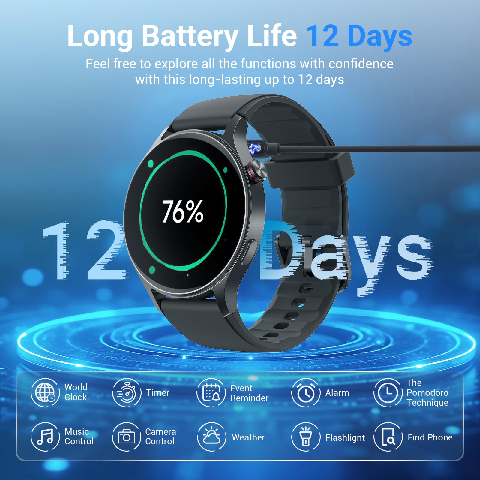 Foto 8 pulgar | Reloj Inteligente Fitpolo 1.3'' Amoled Negro Unisex - Venta Internacional