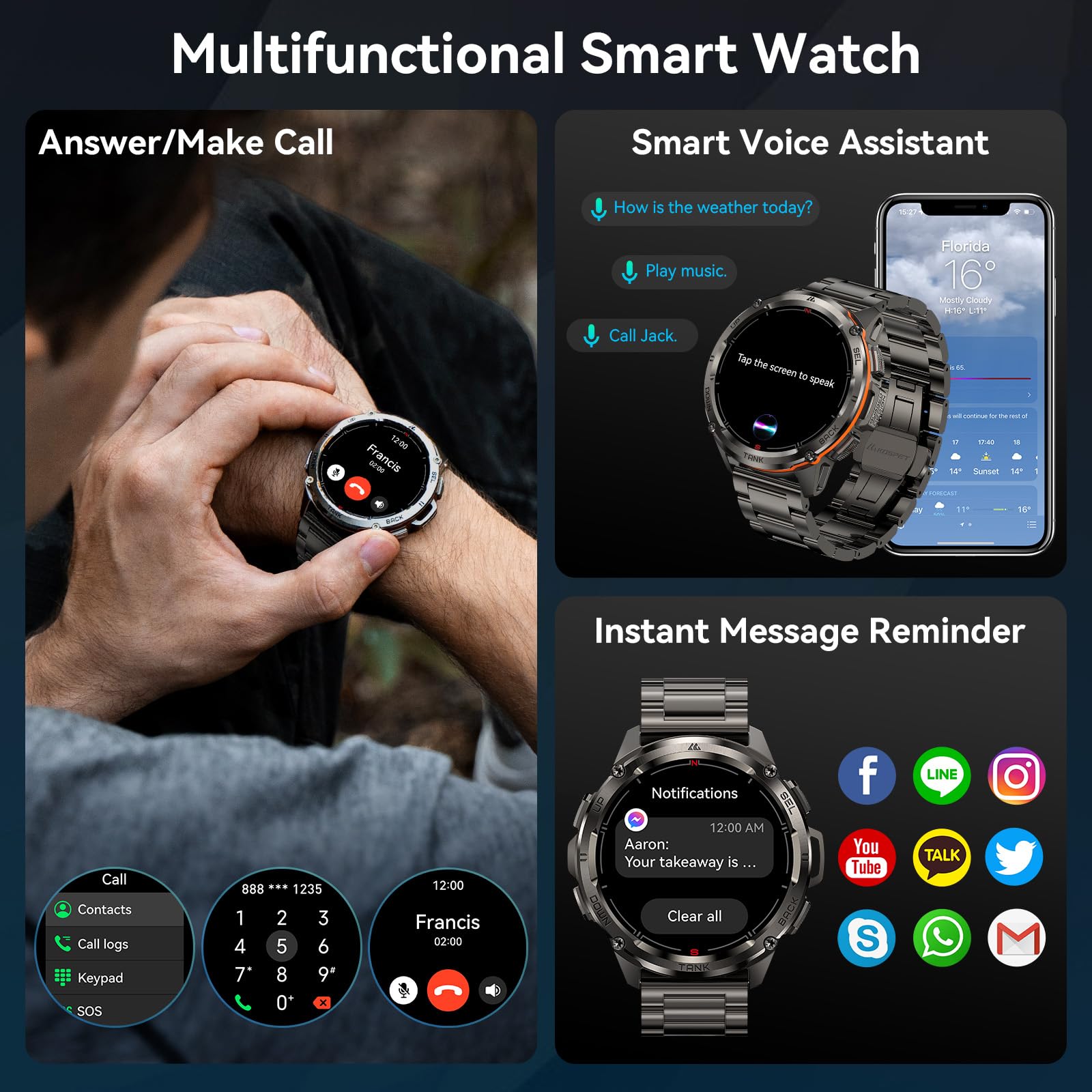 Foto 5 pulgar | Reloj Smartwatch Amaztim para Hombre-Venta Internacional