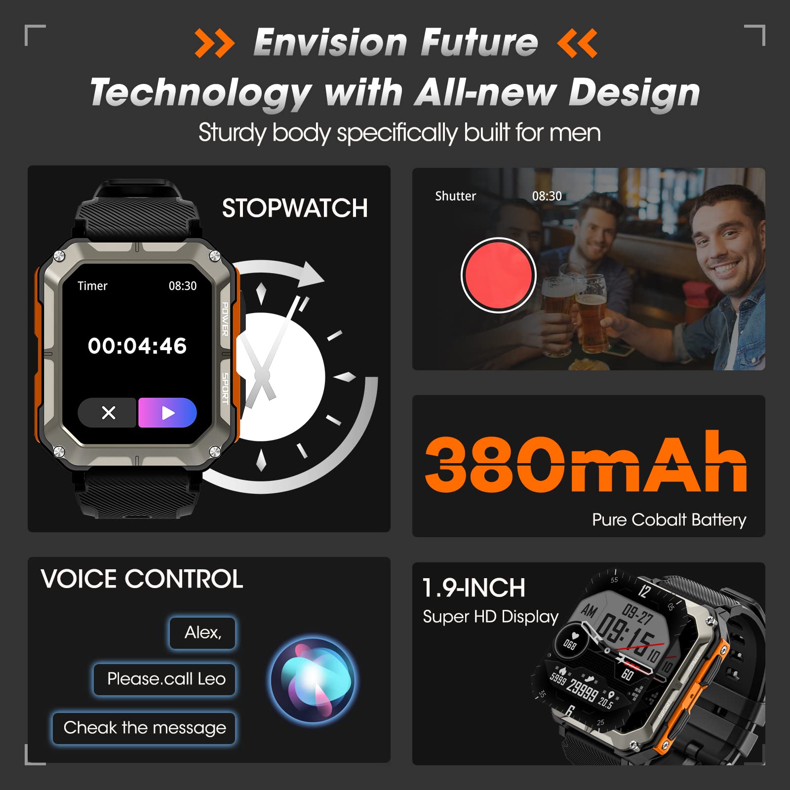Foto 6 | Reloj Smartwatch Rgthuhu Negro-Venta Internacional