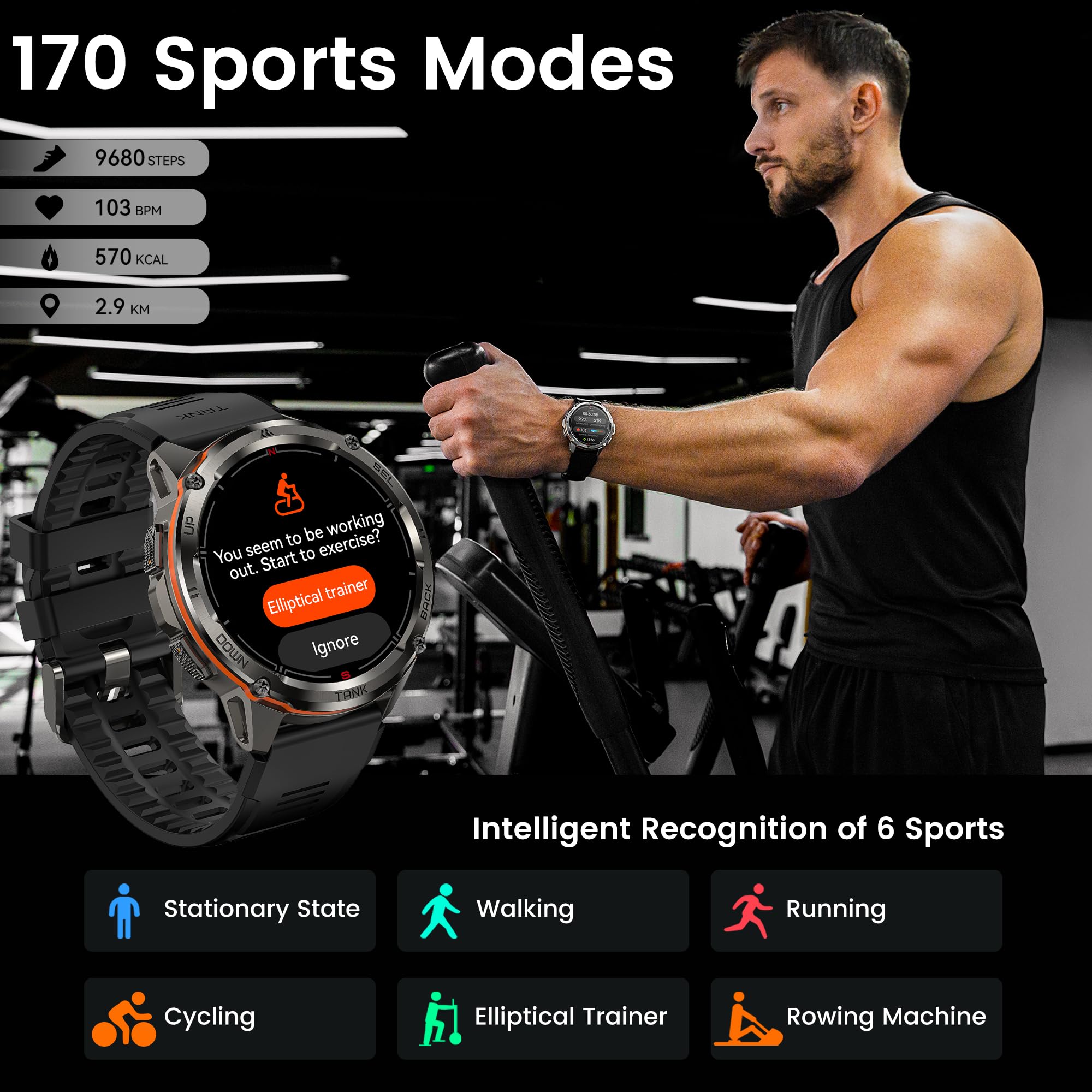 Foto 8 pulgar | Reloj Smartwatch Amaztim Negro-Venta Internacional
