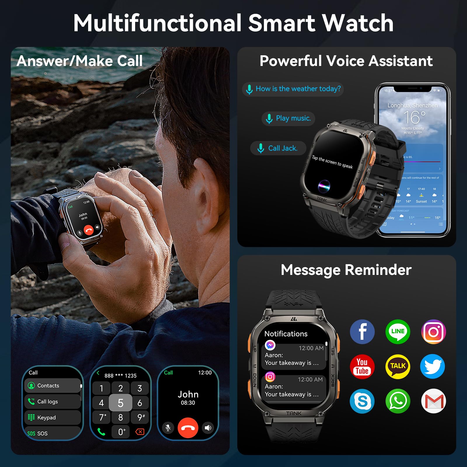Foto 6 pulgar | Reloj Smartwatch Amaztim Negro-Venta Internacional