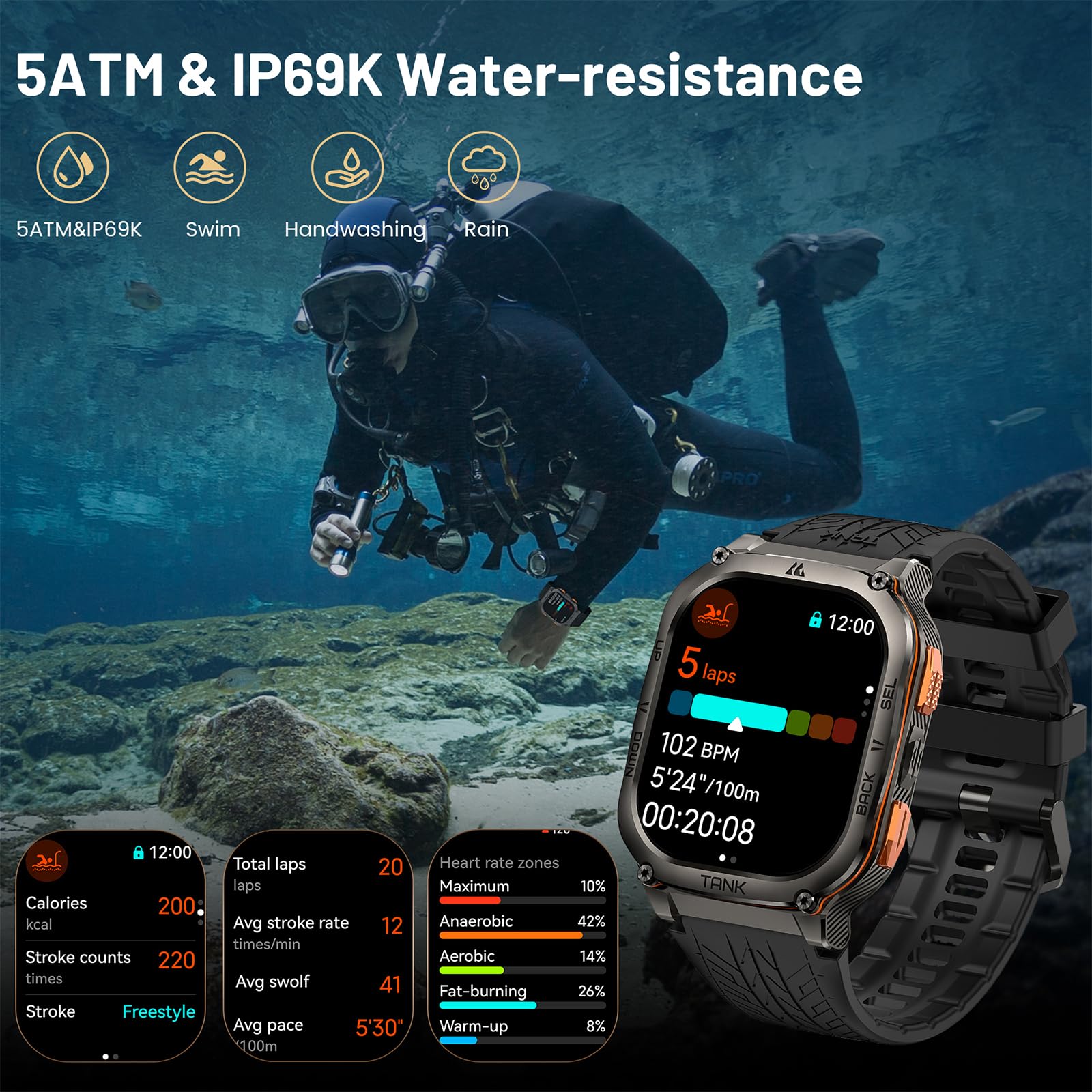 Foto 7 pulgar | Reloj Smartwatch Amaztim Negro-Venta Internacional