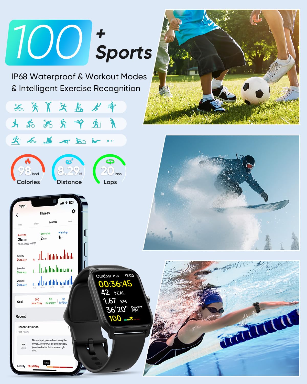 Foto 7 pulgar | Reloj Smartwatch Fitpolo Negro-Venta Internacional