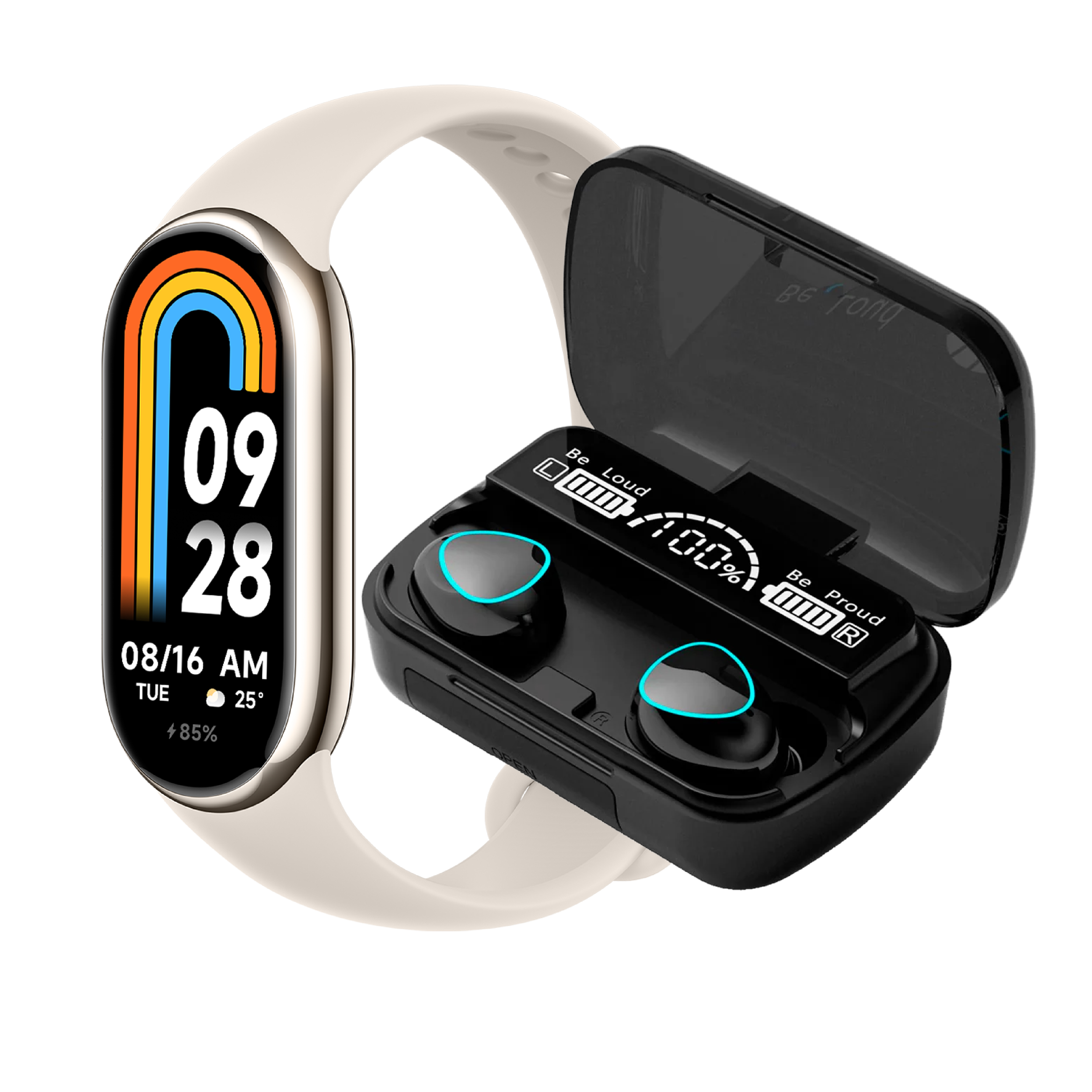 Xiaomi Smart Band 8 Dorado+ Audífonos Bt Wireless M10