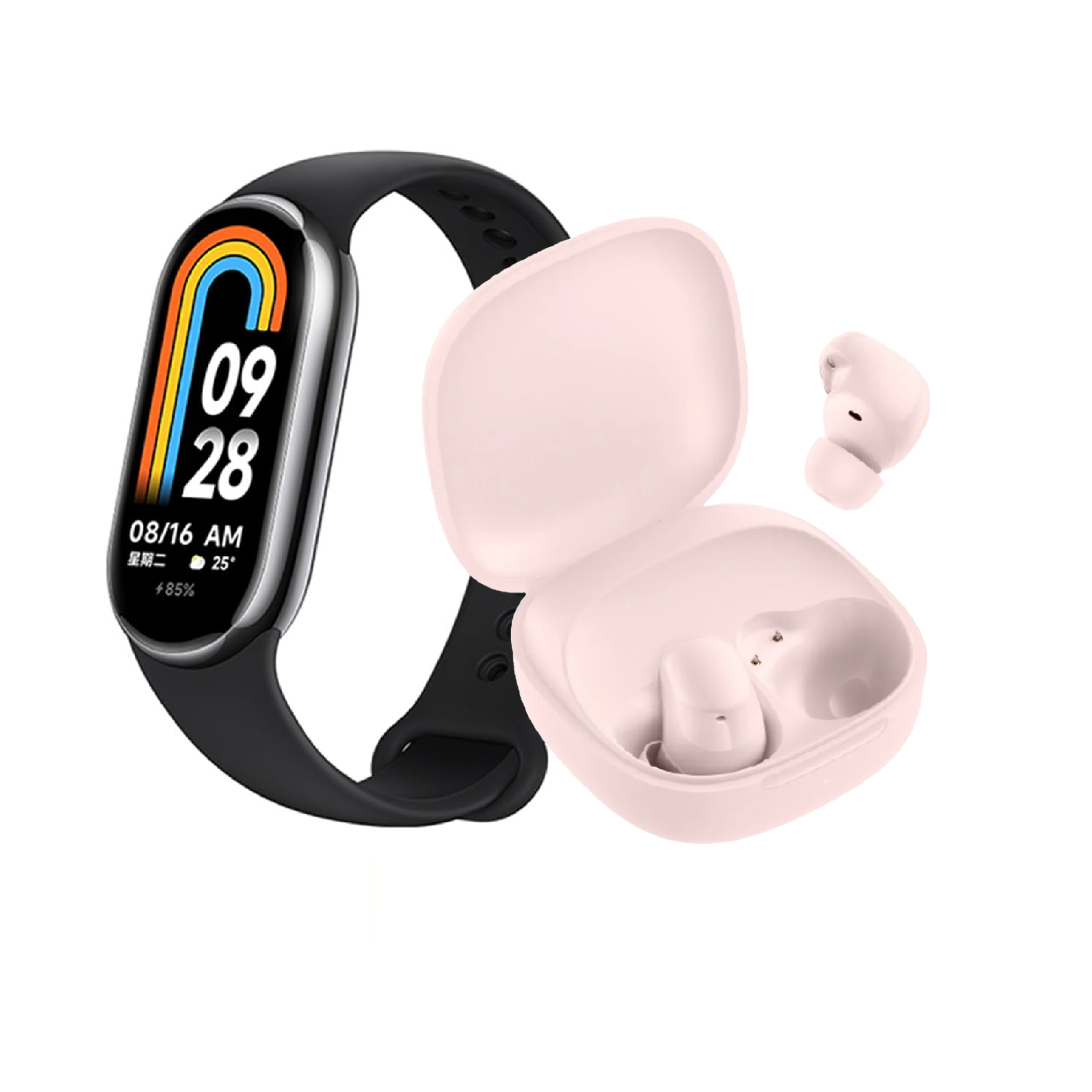 Foto 2 pulgar | Xiaomi Smart Band8 Negro + Audífonos Redmi Buds 6 Rosa