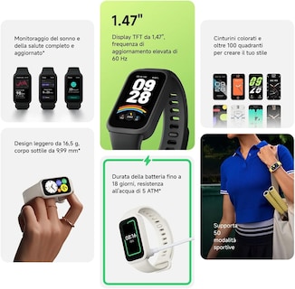 Foto 4 | Smartwatch Xiaomi Smart Band 9 Active Color Beige- Pantalla Tft De 1,47 Pulgadas, Batería De 18 Días, 50 Modos Deport