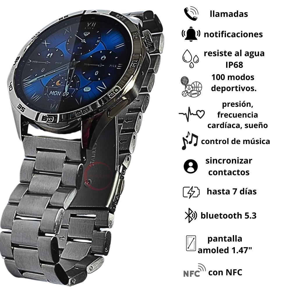 Foto 4 | Reloj Smartwatch G-tide Plateado para Hombre