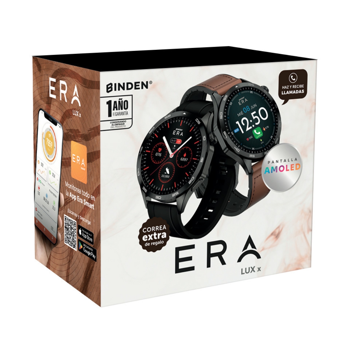 Foto 3 pulgar | Smartwatch Binden Era Lux X Hd Amoled Llamadas Bluetooth + Correa Extra