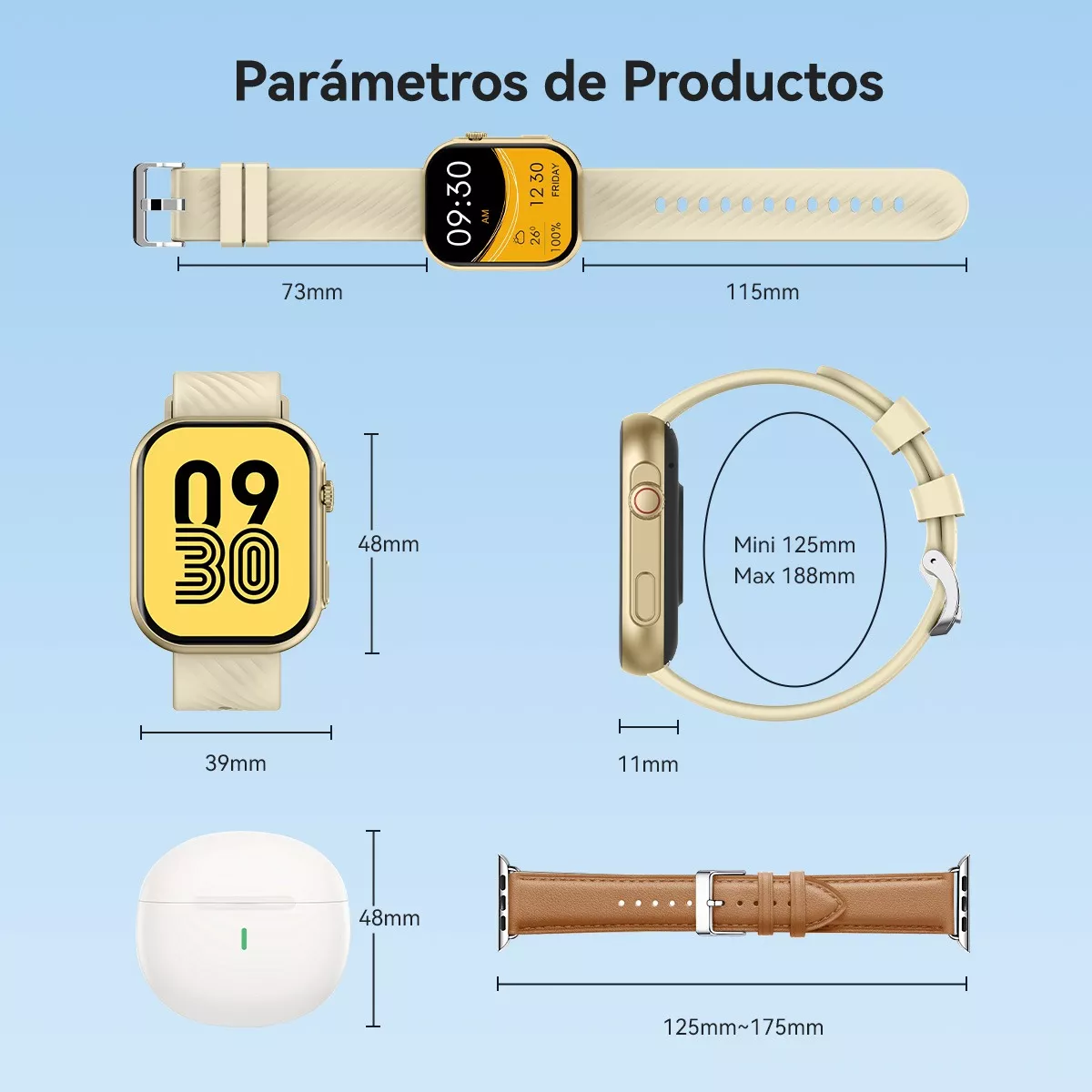 Foto 3 pulgar | Reloj Smartwatch Reloj Inteligente Bluetooth Eo Safe Imports Esi-18128 Beige