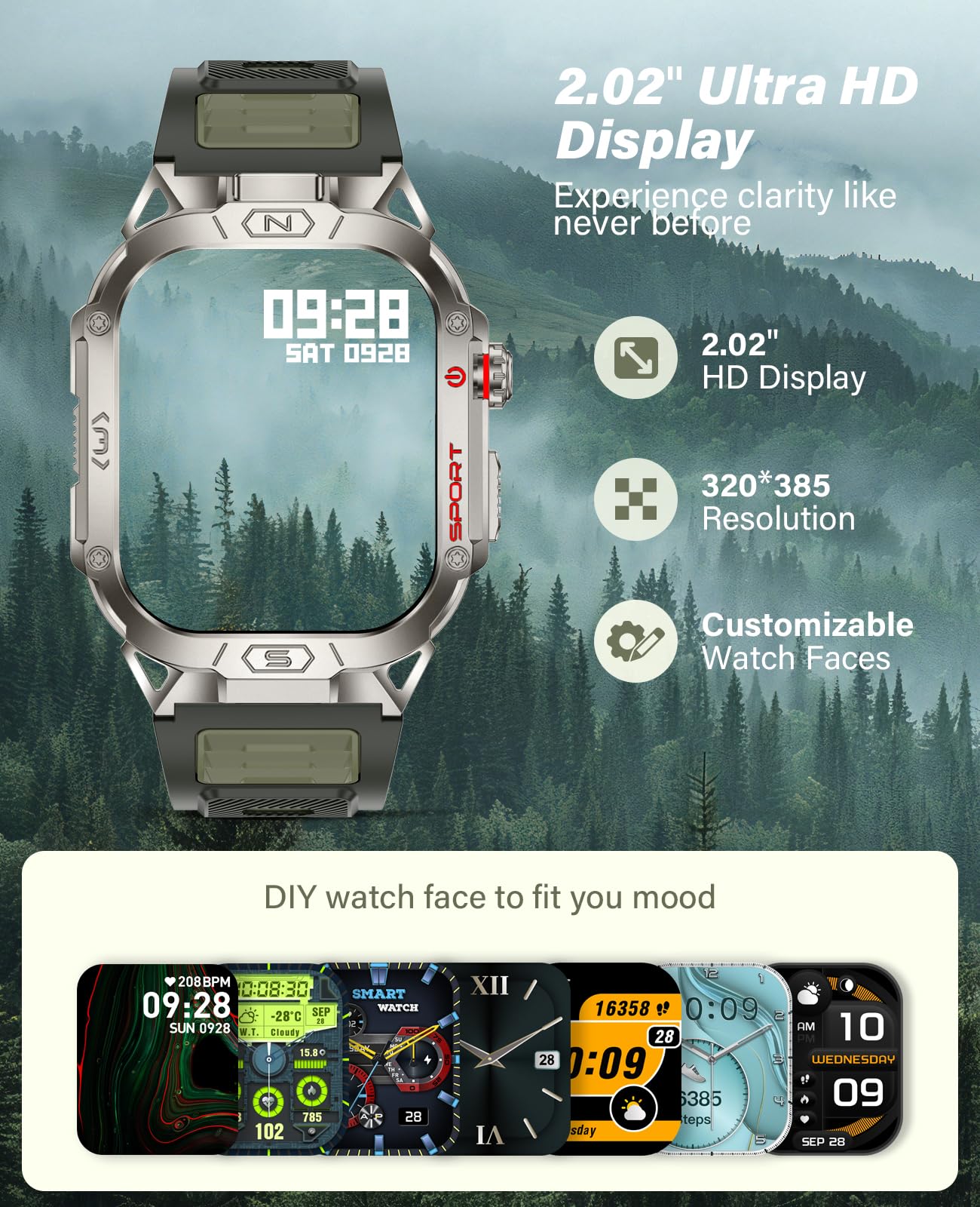Foto 5 pulgar | Reloj Inteligente Souyie para Hombre con Linterna Led y Pantalla HD de 2.02 Pulgadas - Venta Internacional
