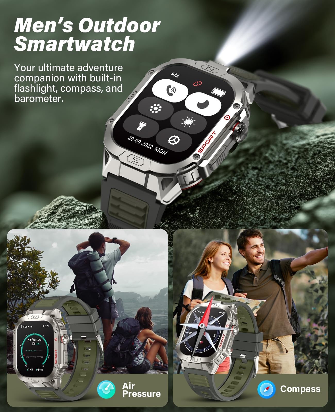 Foto 8 pulgar | Reloj Inteligente Souyie para Hombre con Linterna Led y Pantalla HD de 2.02 Pulgadas - Venta Internacional