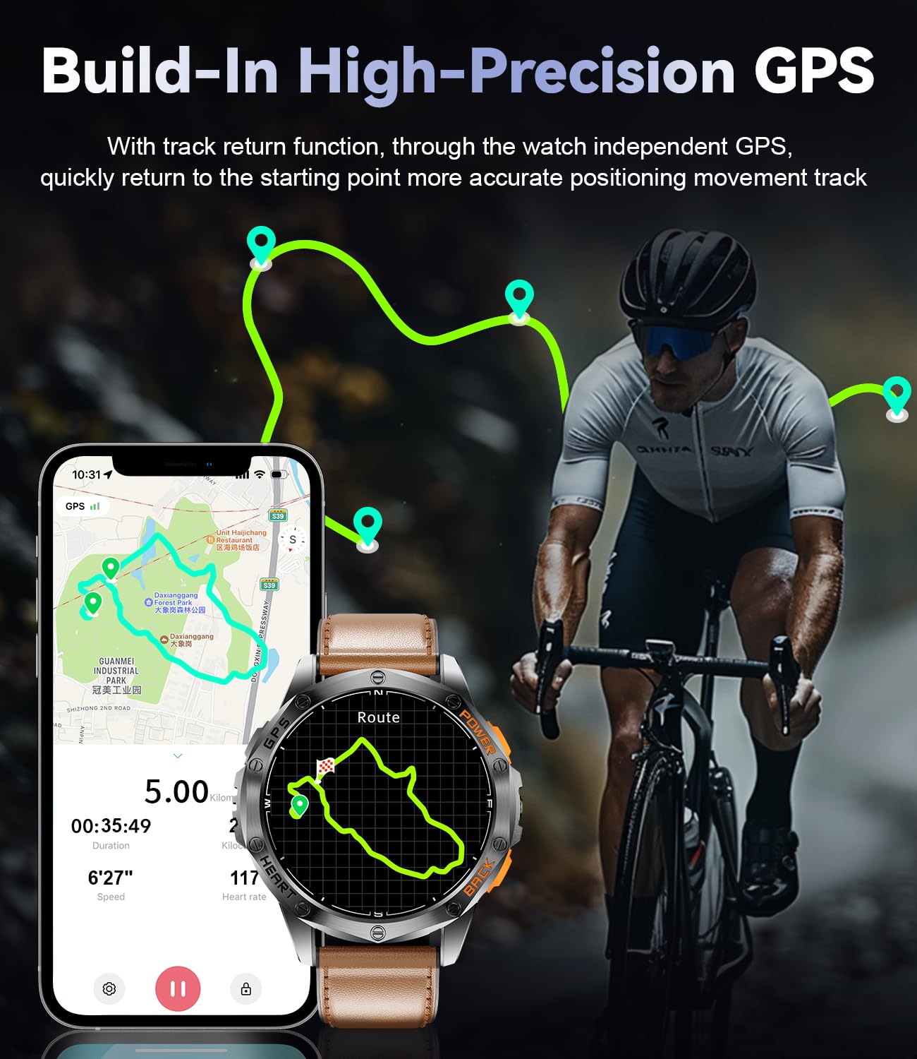 Foto 3 pulgar | Smartwatch Lige GPS Military para Hombre 100 Modos Deportivos - Venta Internacional