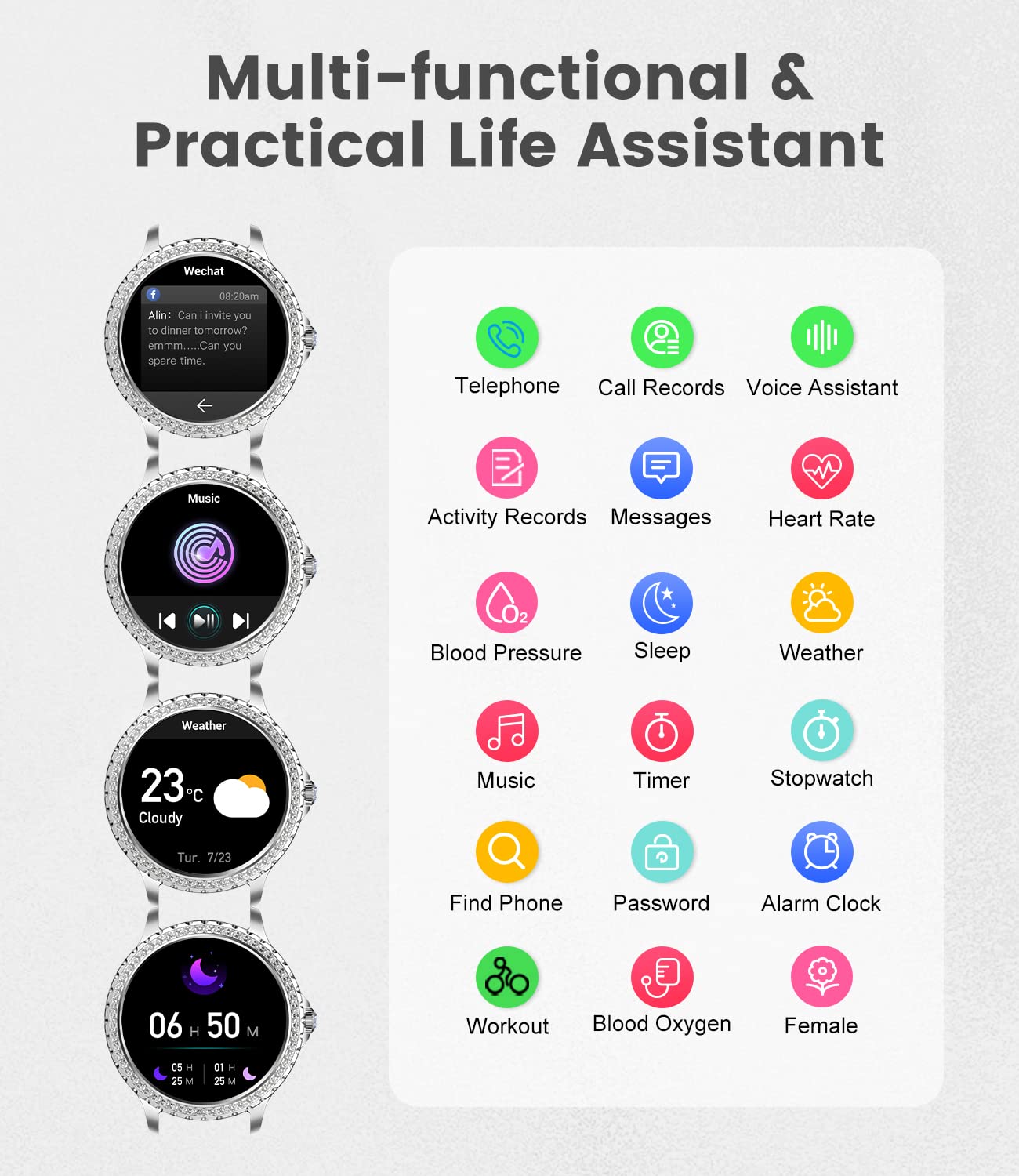 Foto 4 pulgar | Monitor De Actividad Física Smart Watch Lige Hd De 1,32 Pulgadas Para Mujer, Plateado - Venta Internacional.