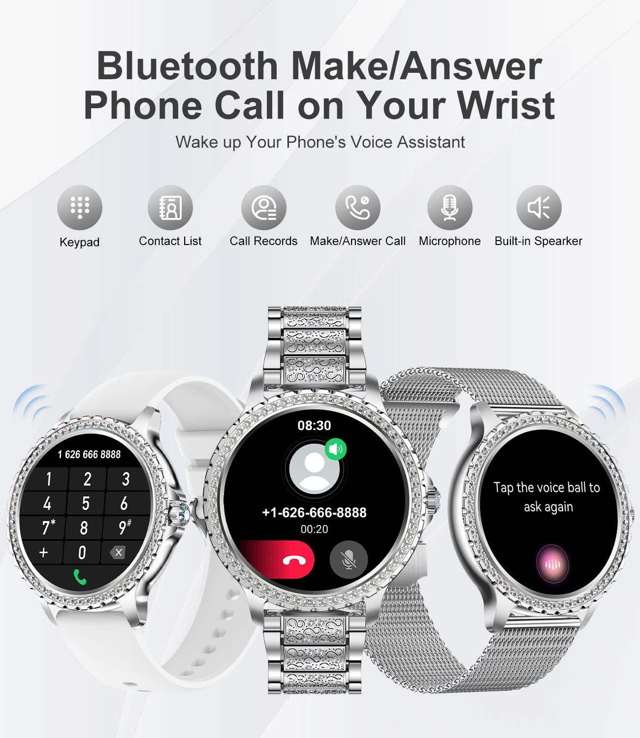Foto 6 pulgar | Monitor De Actividad Física Smart Watch Lige Hd De 1,32 Pulgadas Para Mujer, Plateado - Venta Internacional.