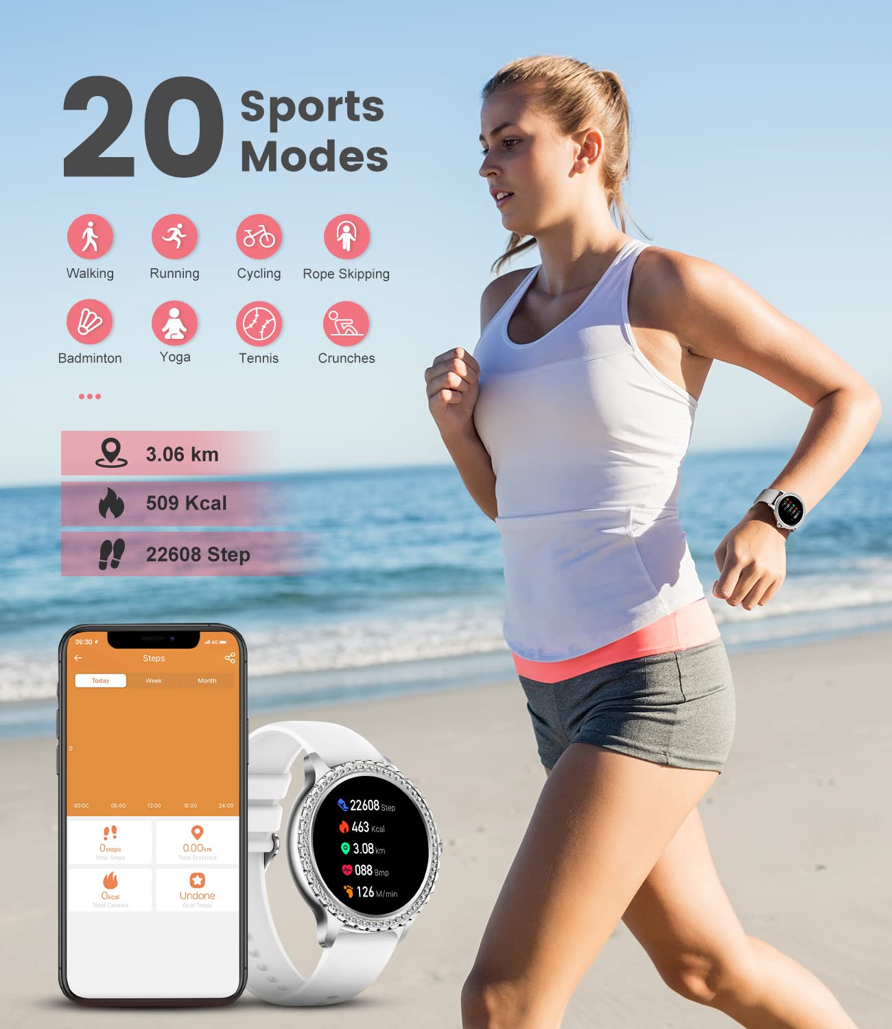 Foto 7 pulgar | Monitor De Actividad Física Smart Watch Lige Hd De 1,32 Pulgadas Para Mujer, Plateado - Venta Internacional.