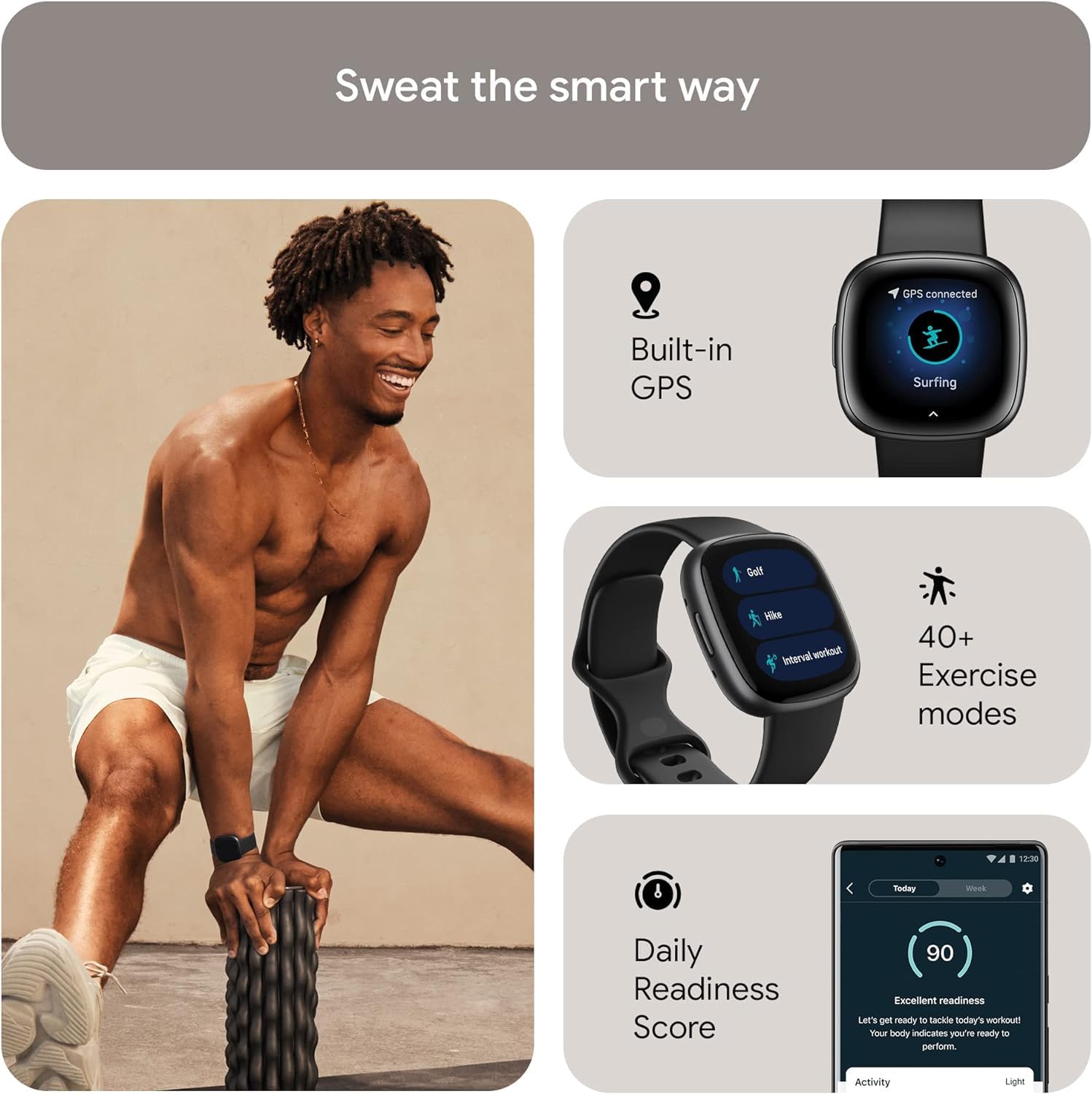 Foto 4 pulgar | Reloj Inteligente Fitbit Versa 4 Con Gps Frecuencia Cardiaca Negro - Venta Internacional