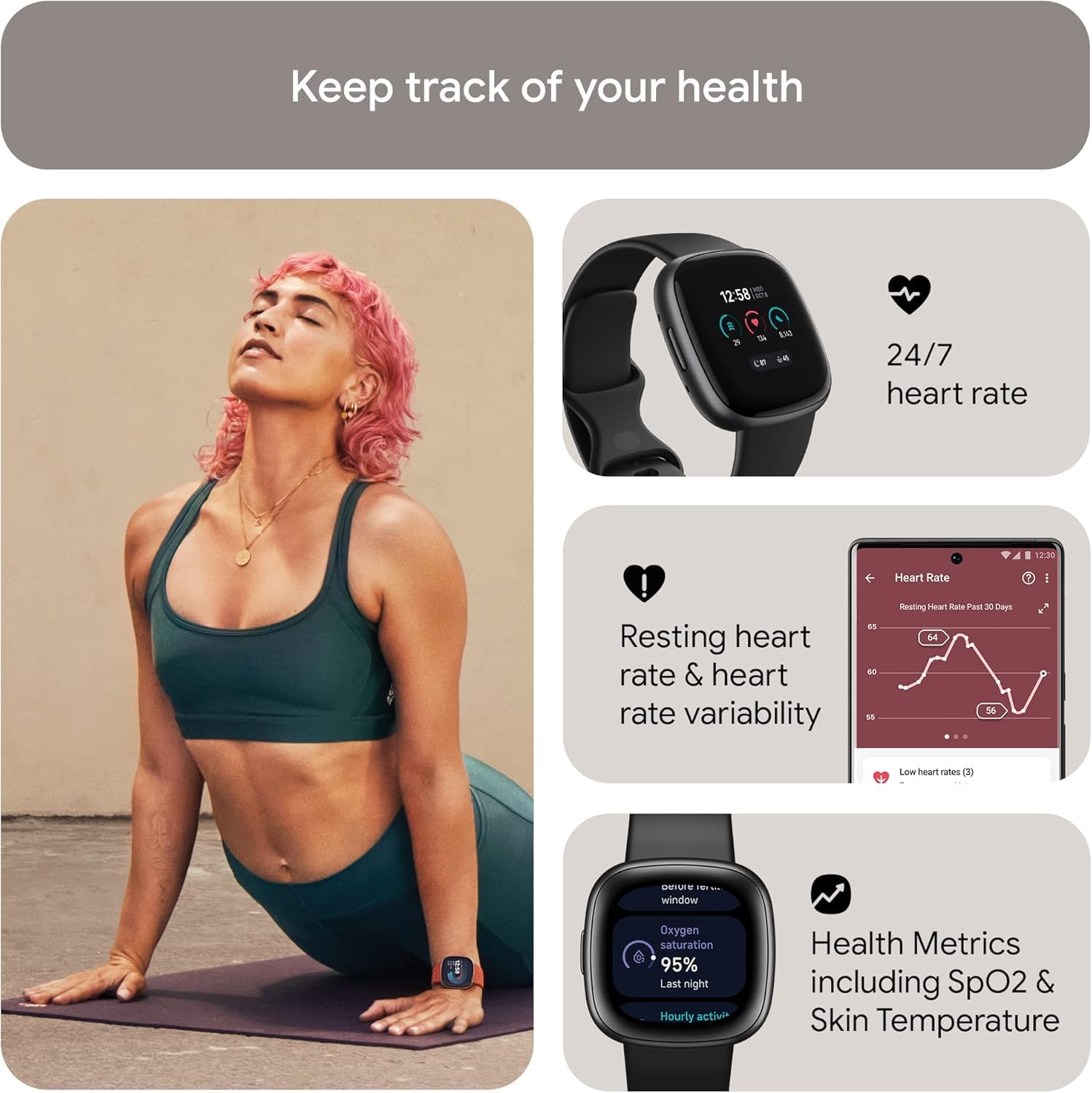 Foto 6 pulgar | Reloj Inteligente Fitbit Versa 4 Con Gps Frecuencia Cardiaca Negro - Venta Internacional