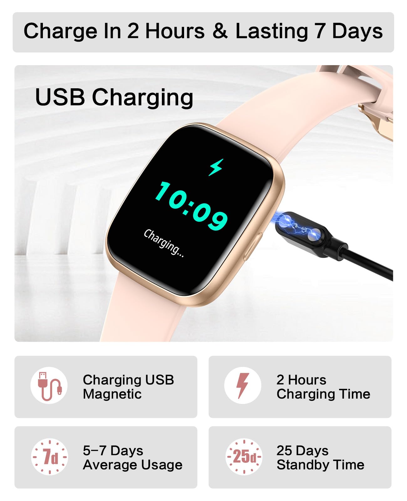 Foto 6 pulgar | Reloj Smartwtch Egqinr Rosa con Bluetooth-Venta Internacional