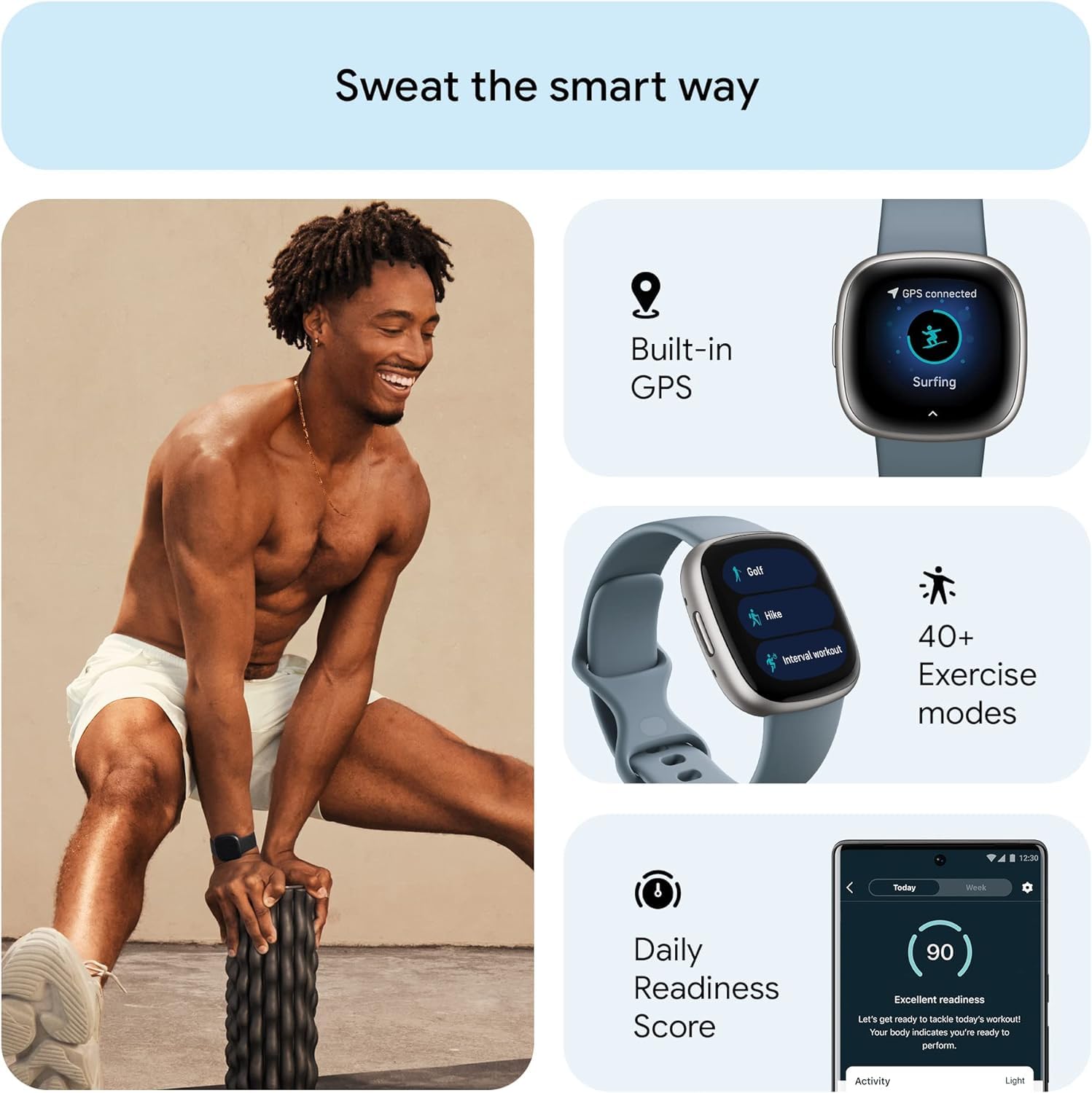 Foto 4 pulgar | Reloj Inteligente Fitbit Versa 4 Con Gps Frecuencia Cardiaca Azul - Venta Internacional