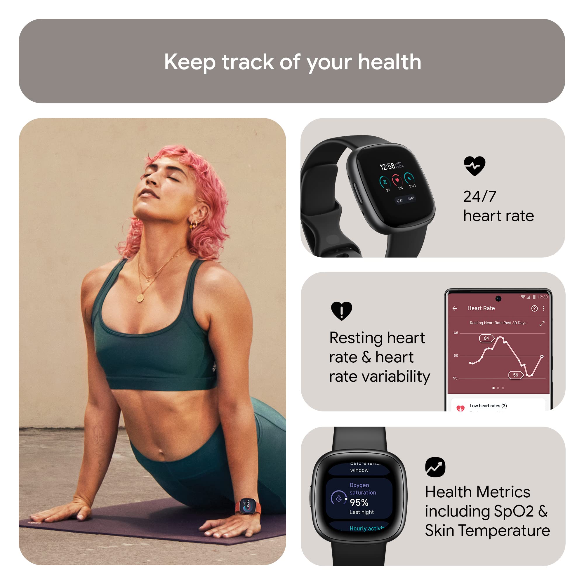 Foto 4 | Reloj Inteligente Fitbit Versa 4 Reacondicionado, Negro Y Grafito - Venta Internacional.