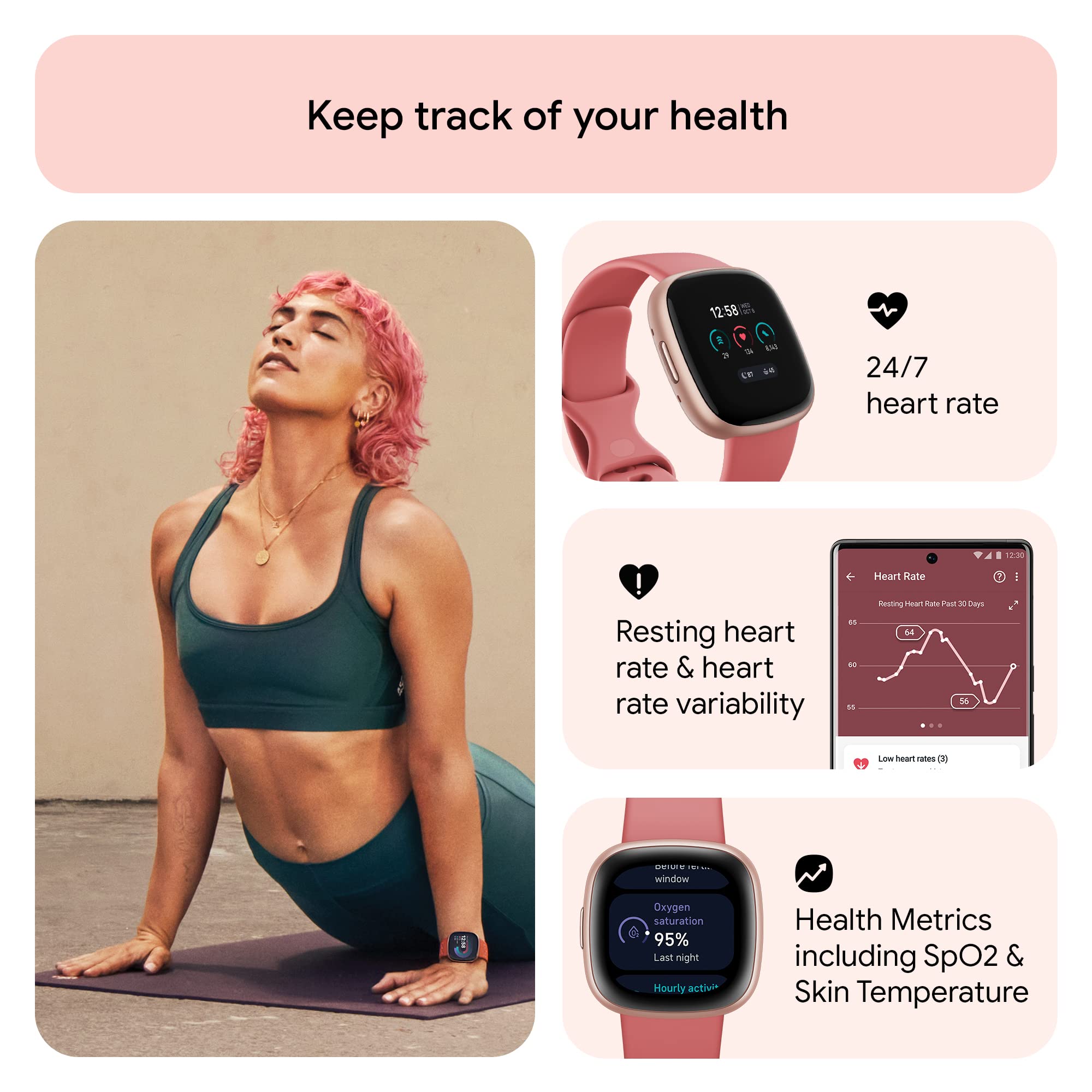 Foto 4 | Reloj Inteligente De Fitness Fitbit Versa 4 Con Gps, Frecuencia Cardíaca Y Más - Venta Internacional.