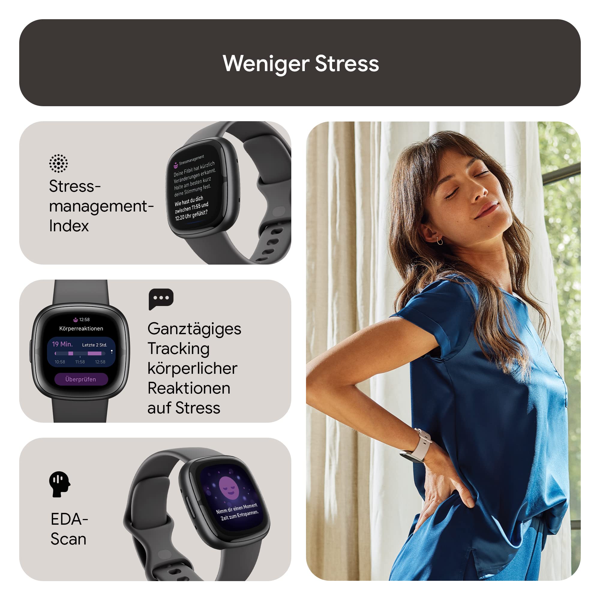 Foto 5 pulgar | Reloj Inteligente Fitbit Sense 2 Advanced Health Ecg Spo2 Gps - Grey - Venta Internacional.