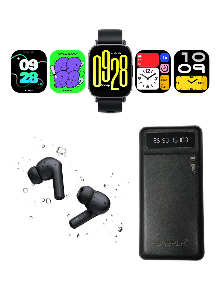 Foto 3 pulgar | Bundle Redmi Watch 5 Active Xiaomi Negro + Xiaomi Redmi Buds 4 Active  + Powerbank 10000mha Sabala