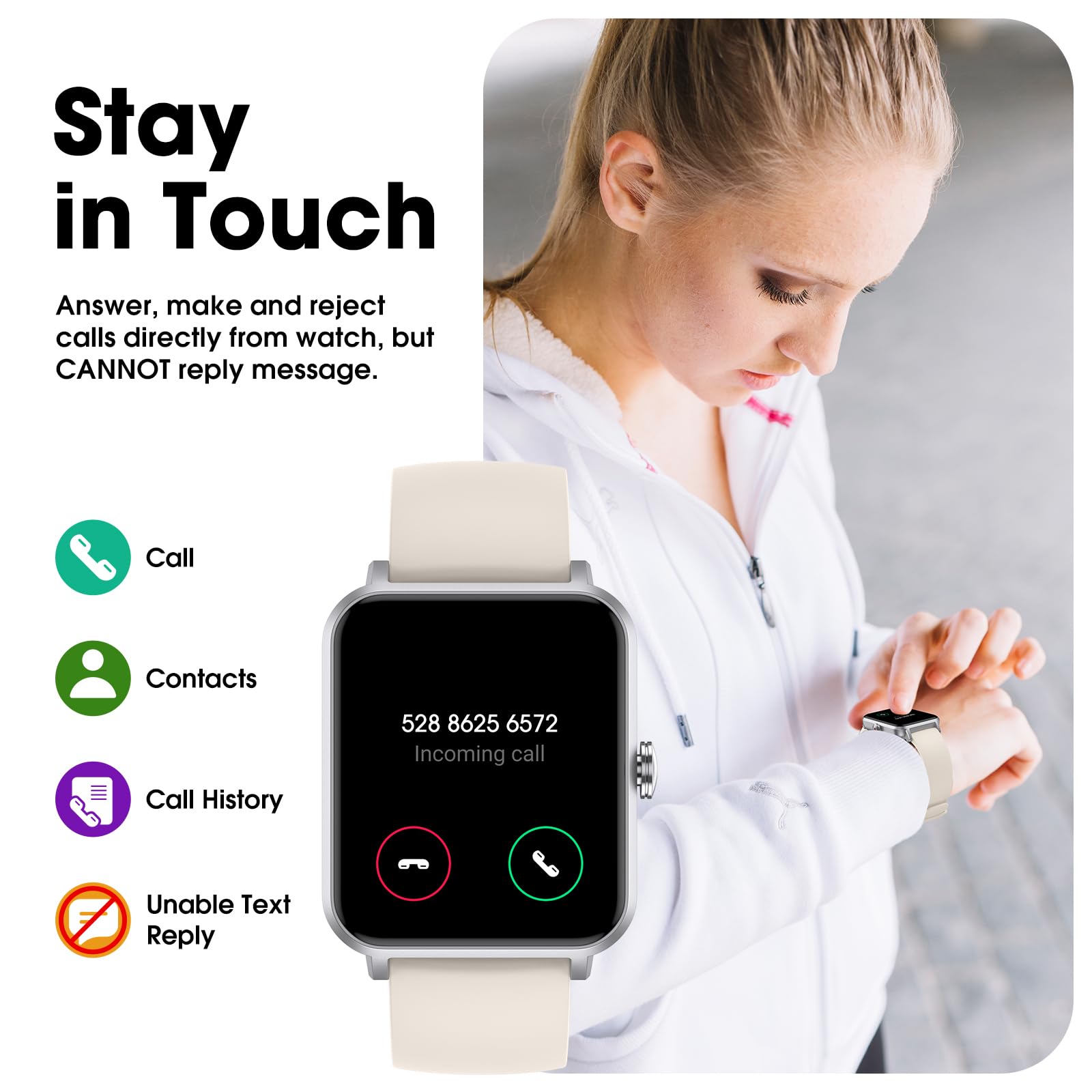 Foto 3 pulgar | Reloj Inteligente Livikey Para Responder/hacer Llamadas, Frecuencia Cardíaca Ip68 Para Mujeres Y Hombres - Venta