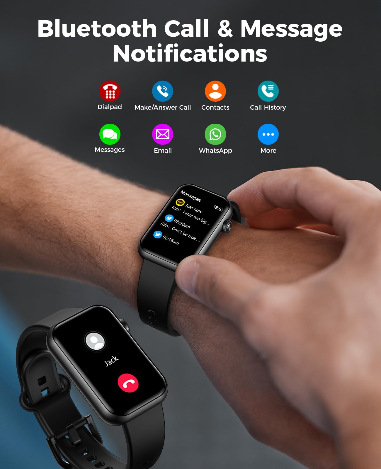 Foto 3 pulgar | Reloj Smartwatch Egqinr Negro con Bluetooth-Venta Internacional