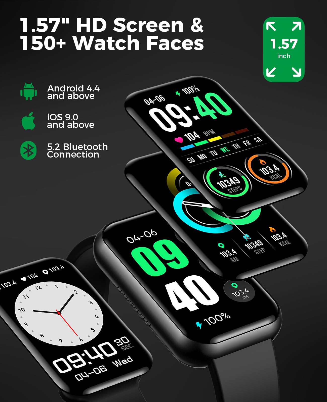 Foto 7 pulgar | Reloj Smartwatch Egqinr Negro con Bluetooth-Venta Internacional