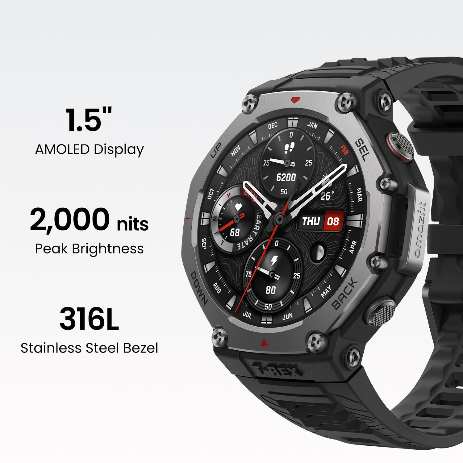 Foto 6 | Reloj Inteligente Amazfit T-rex 3, Robusto Y Militar, 48 Mm, Gps Para Android/iphone - Venta Internacional.