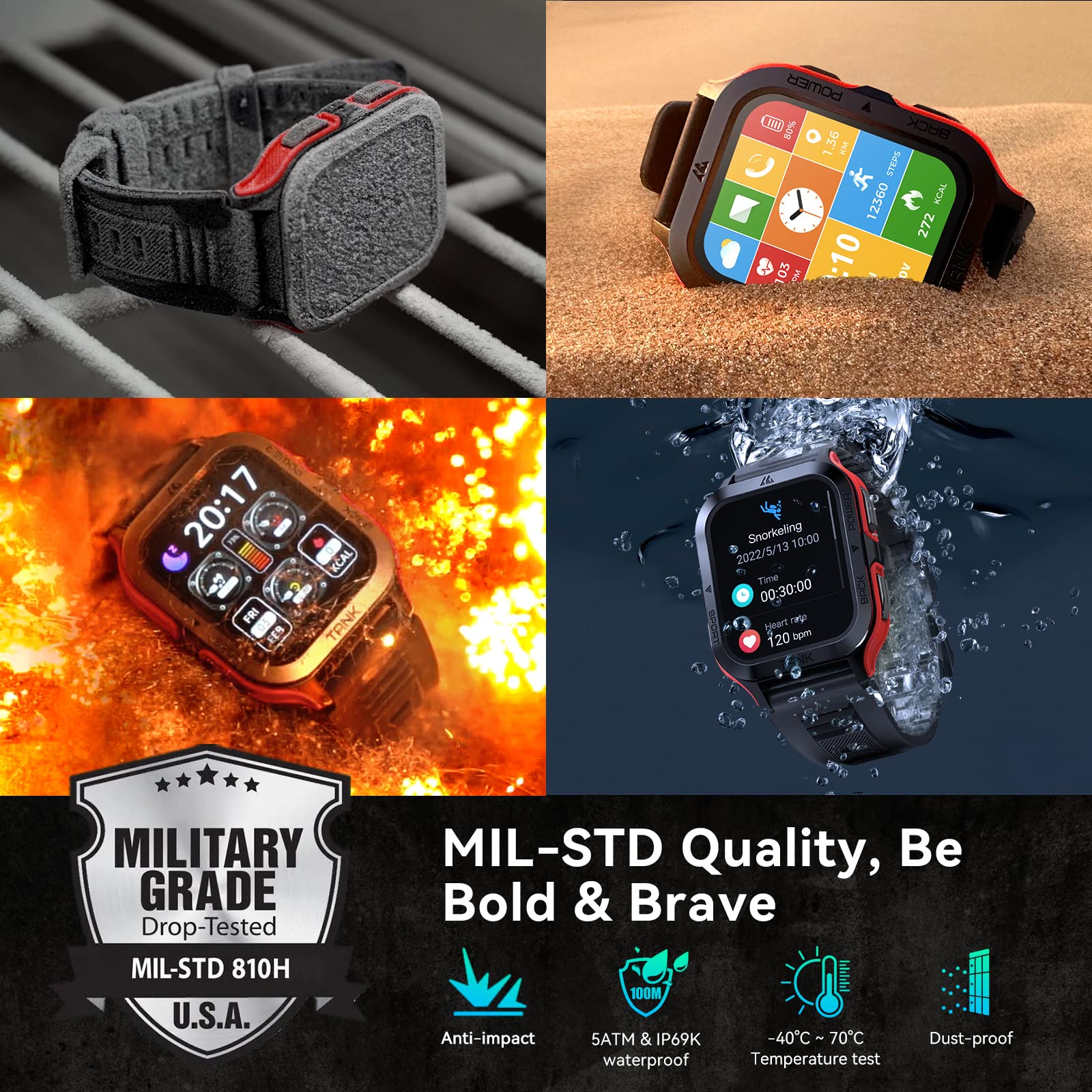 Foto 3 pulgar | Reloj Inteligente Amaztim M2 Para Hombre Con Batería De 60 Días, 50 M, Resistente Al Agua - Venta Internacional.