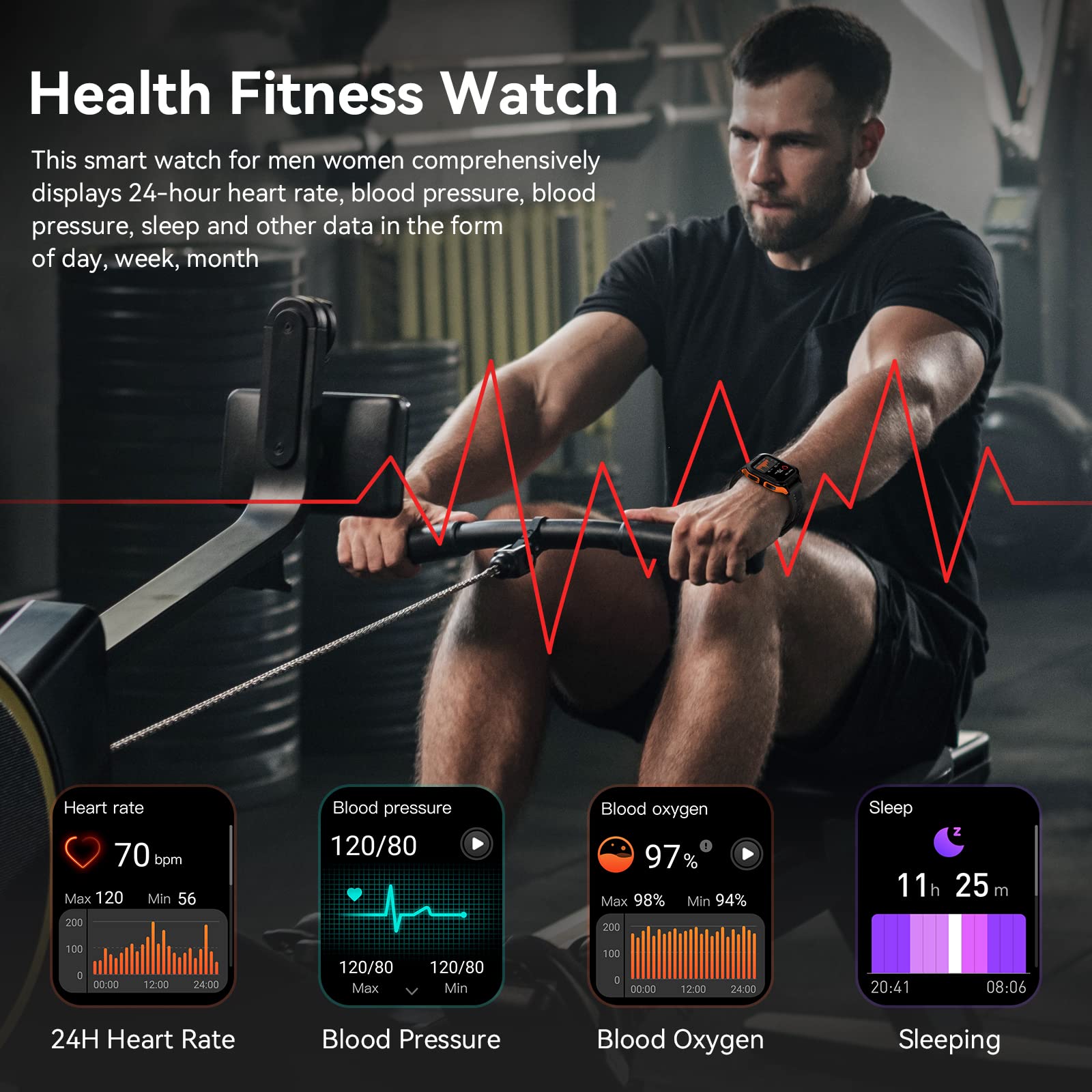 Foto 6 pulgar | Reloj Inteligente Amaztim M2 Para Hombre Con Batería De 60 Días, 50 M, Resistente Al Agua - Venta Internacional.
