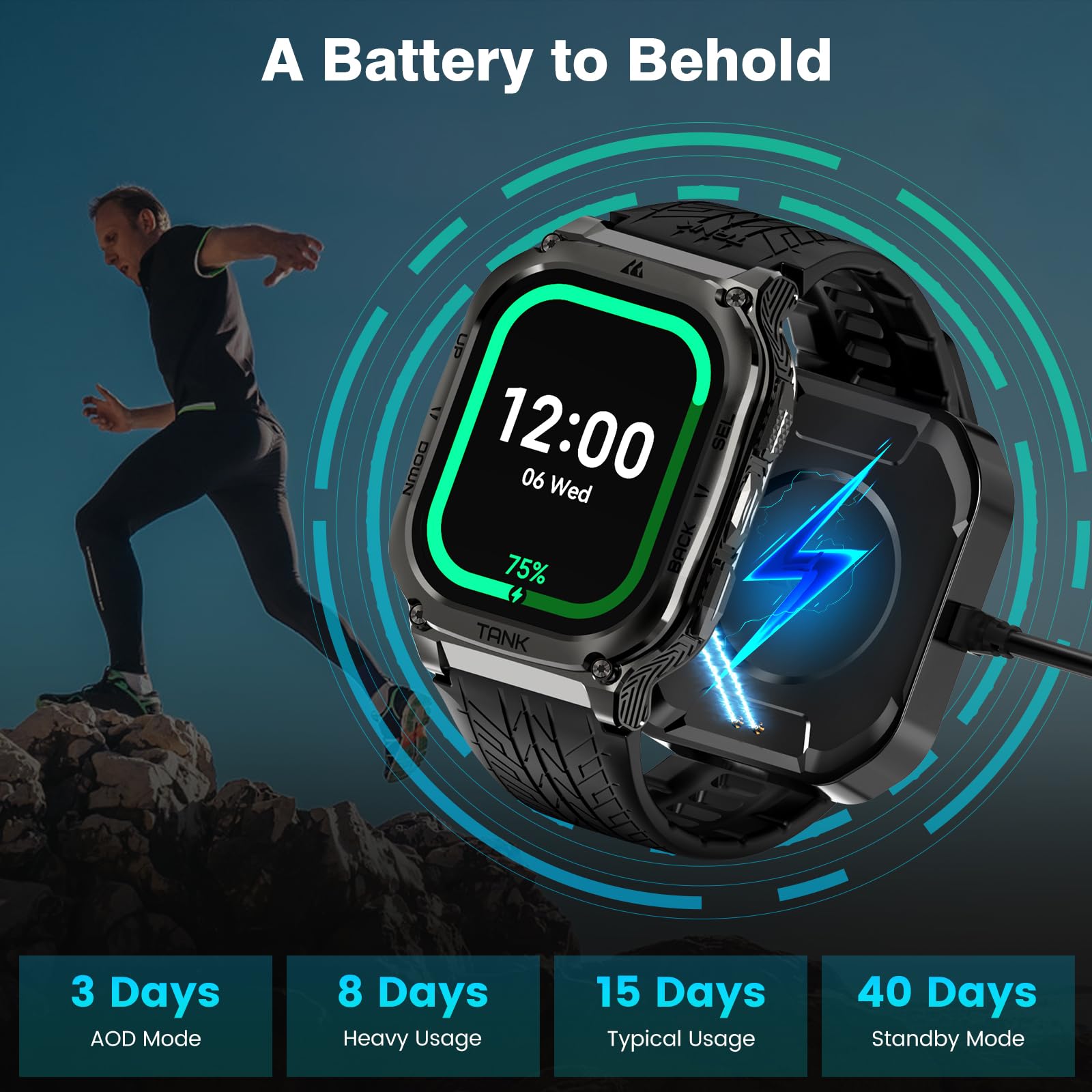 Foto 5 pulgar | Reloj Inteligente Amaztim M3, Batería De 60 Días, 50 M, Resistente Al Agua - Venta Internacional.
