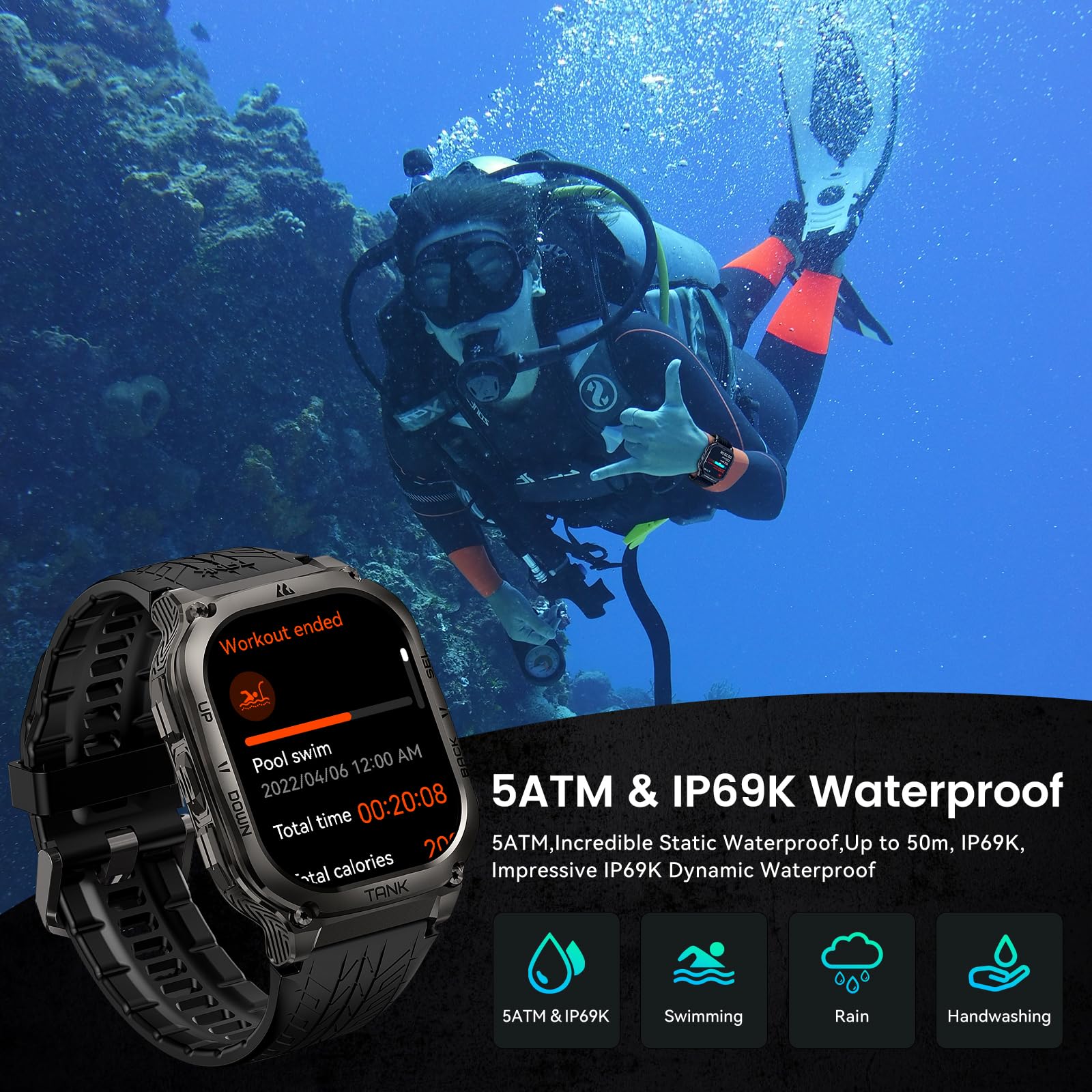 Foto 6 pulgar | Reloj Inteligente Amaztim M3, Batería De 60 Días, 50 M, Resistente Al Agua - Venta Internacional.