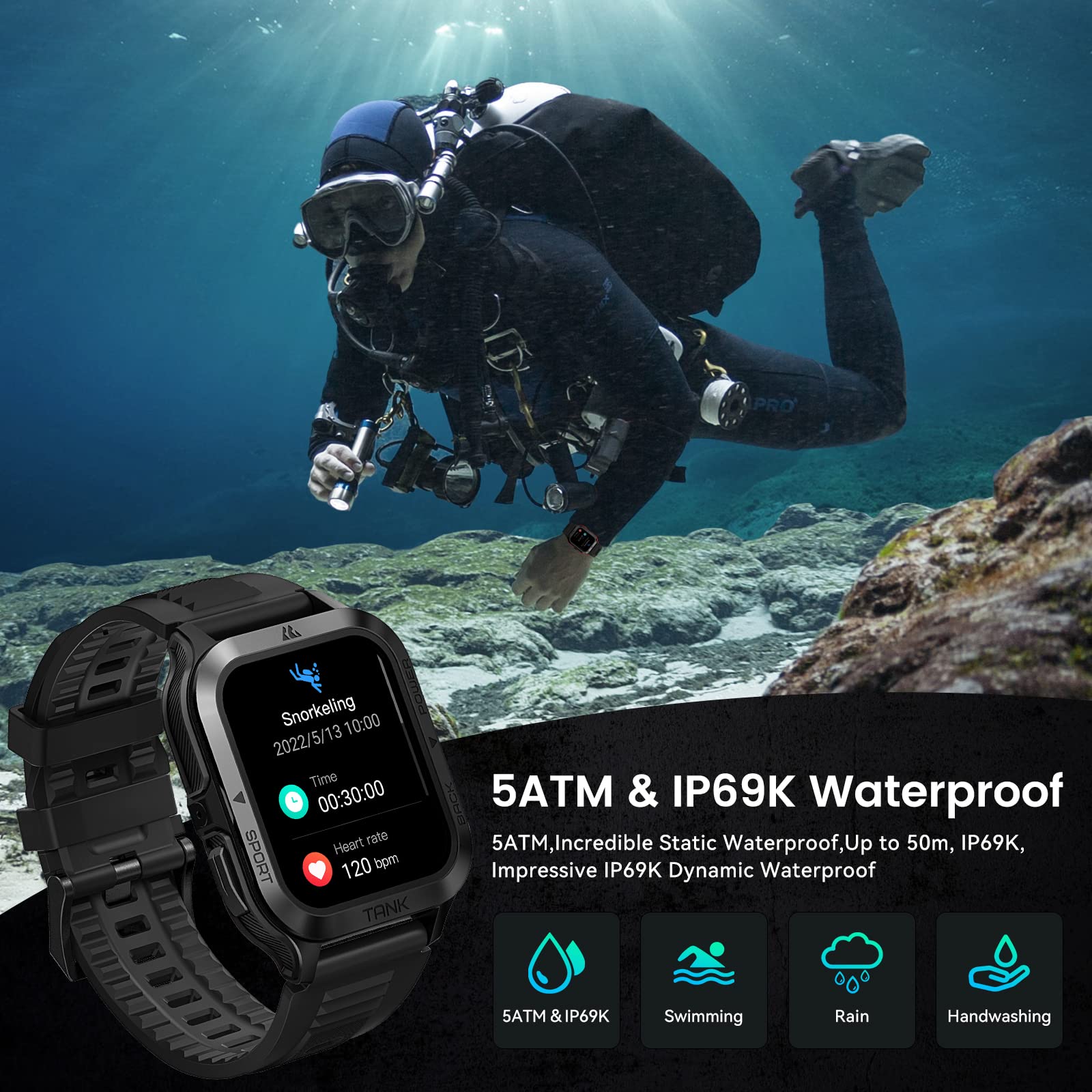 Foto 6 pulgar | Reloj Inteligente Amaztim M2, Batería De 60 Días, 50 M, Resistente Al Agua - Venta Internacional.