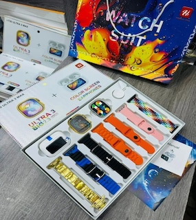 Foto 2 | Kit Smartwatch I730 Ultra 3 Max de Carga Inalámbrica con 7 Correas y Audífonos con Pantalla A9