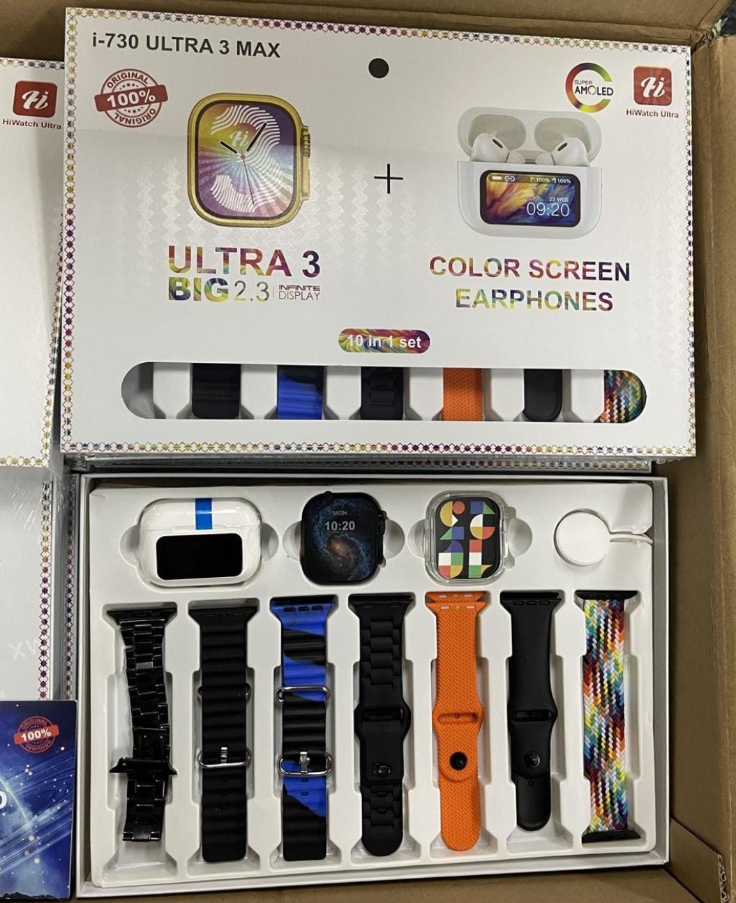 Foto 3 | Kit Smartwatch I730 Ultra 3 Max de Carga Inalámbrica con 7 Correas y Audífonos con Pantalla A9