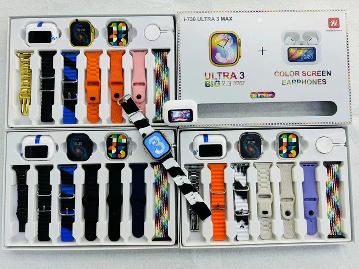 Foto 4 | Kit Smartwatch I730 Ultra 3 Max de Carga Inalámbrica con 7 Correas y Audífonos con Pantalla A9