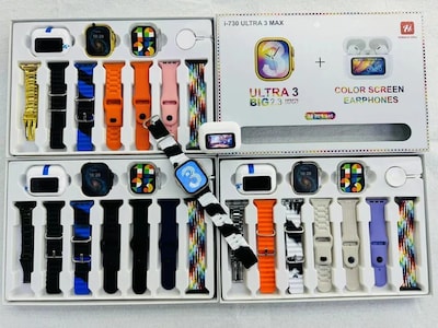 Foto 4 | Kit Smartwatch I730 Ultra 3 Max de Carga Inalámbrica con 7 Correas y Audífonos con Pantalla A9