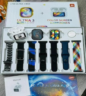 Foto 6 | Kit Smartwatch I730 Ultra 3 Max de Carga Inalámbrica con 7 Correas y Audífonos con Pantalla A9