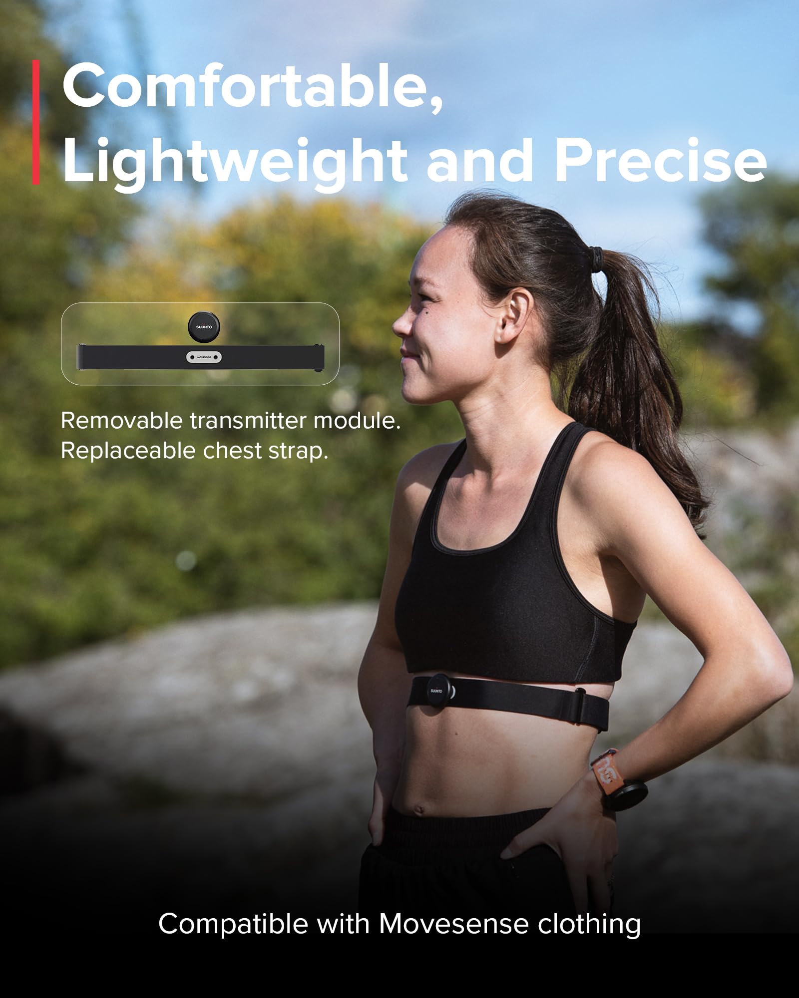 Foto 2 | Cinturón de Frecuencia Cardíaca Suunto Smart Superior Tracking Negro - Venta Internacional