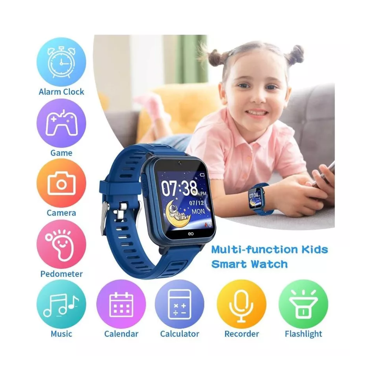 Foto 2 | Language Reloj Inteligente Para Niños, 24 Juegos, Podómetro, Cámara, Eo Safe Imports Esi-14619-1 Azul