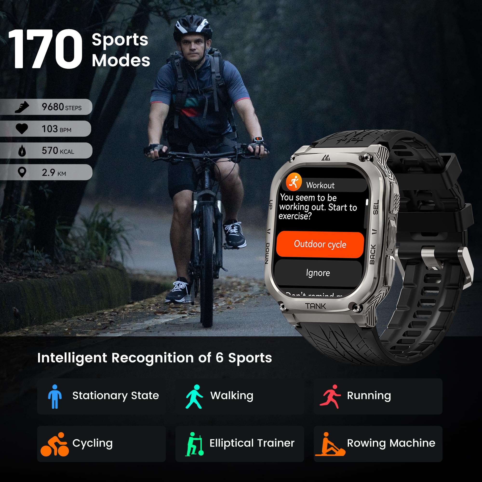 Foto 6 pulgar | Reloj Inteligente Amaztim Military M3 Ultra Gps 50 M Resistente al Agua - Venta Internacional