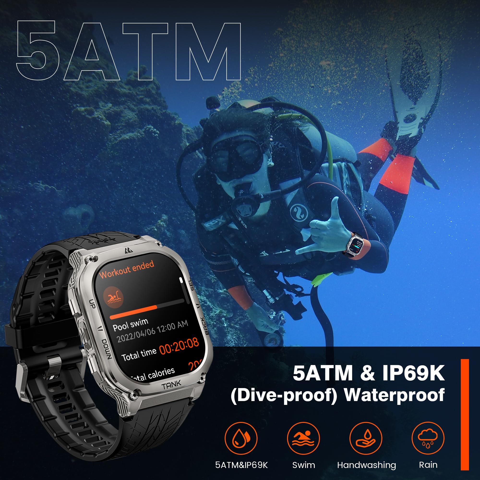 Foto 6 | Reloj Inteligente Amaztim Military M3 Ultra Gps 50 M Resistente al Agua - Venta Internacional