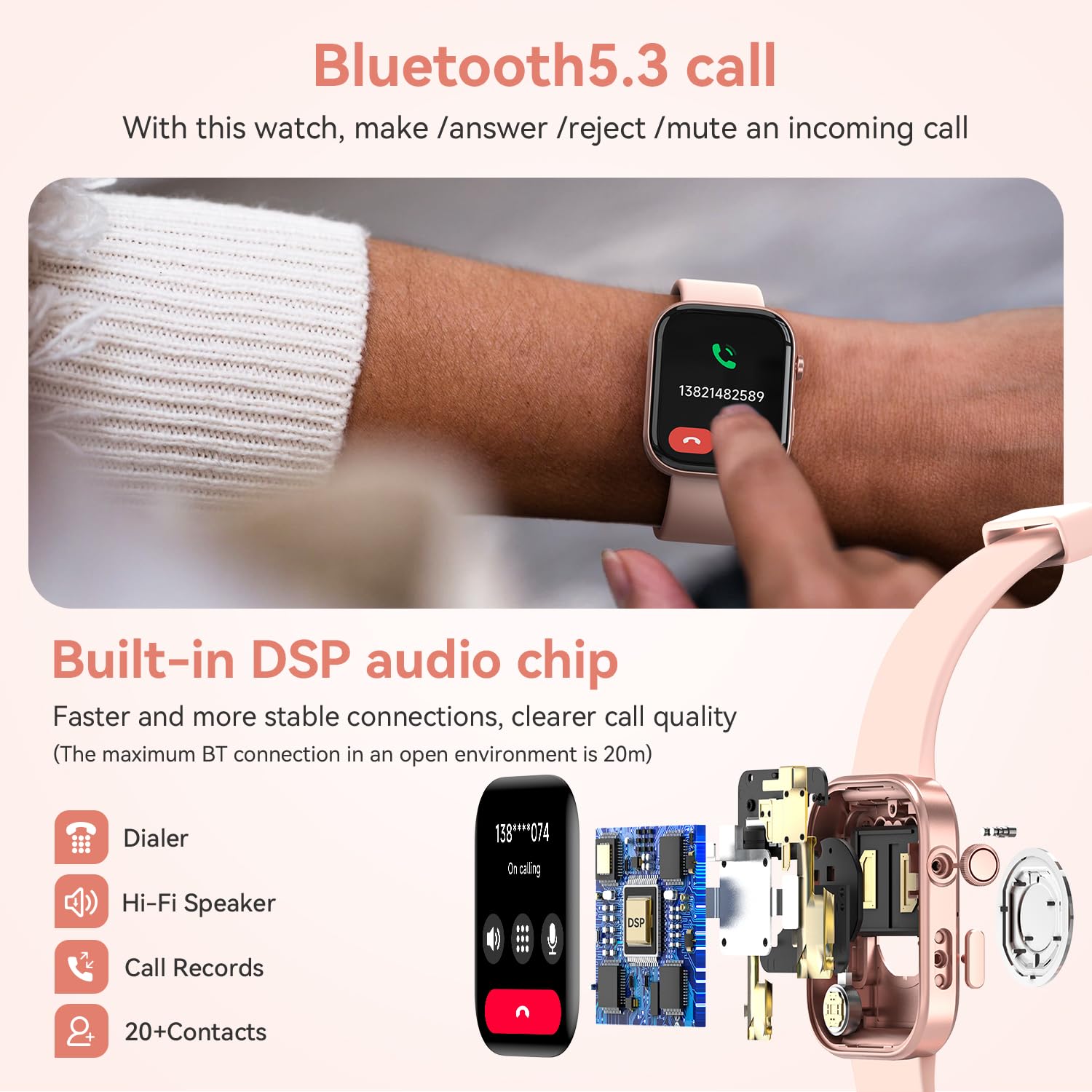 Foto 3 pulgar | Reloj Inteligente Aeac con Pantalla Amoled 3 Atm Rosa - Venta Internacional