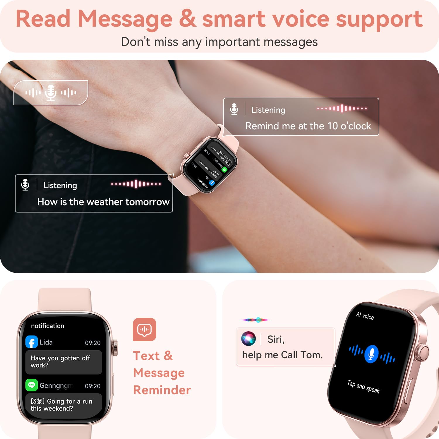 Foto 4 pulgar | Reloj Inteligente Aeac con Pantalla Amoled 3 Atm Rosa - Venta Internacional