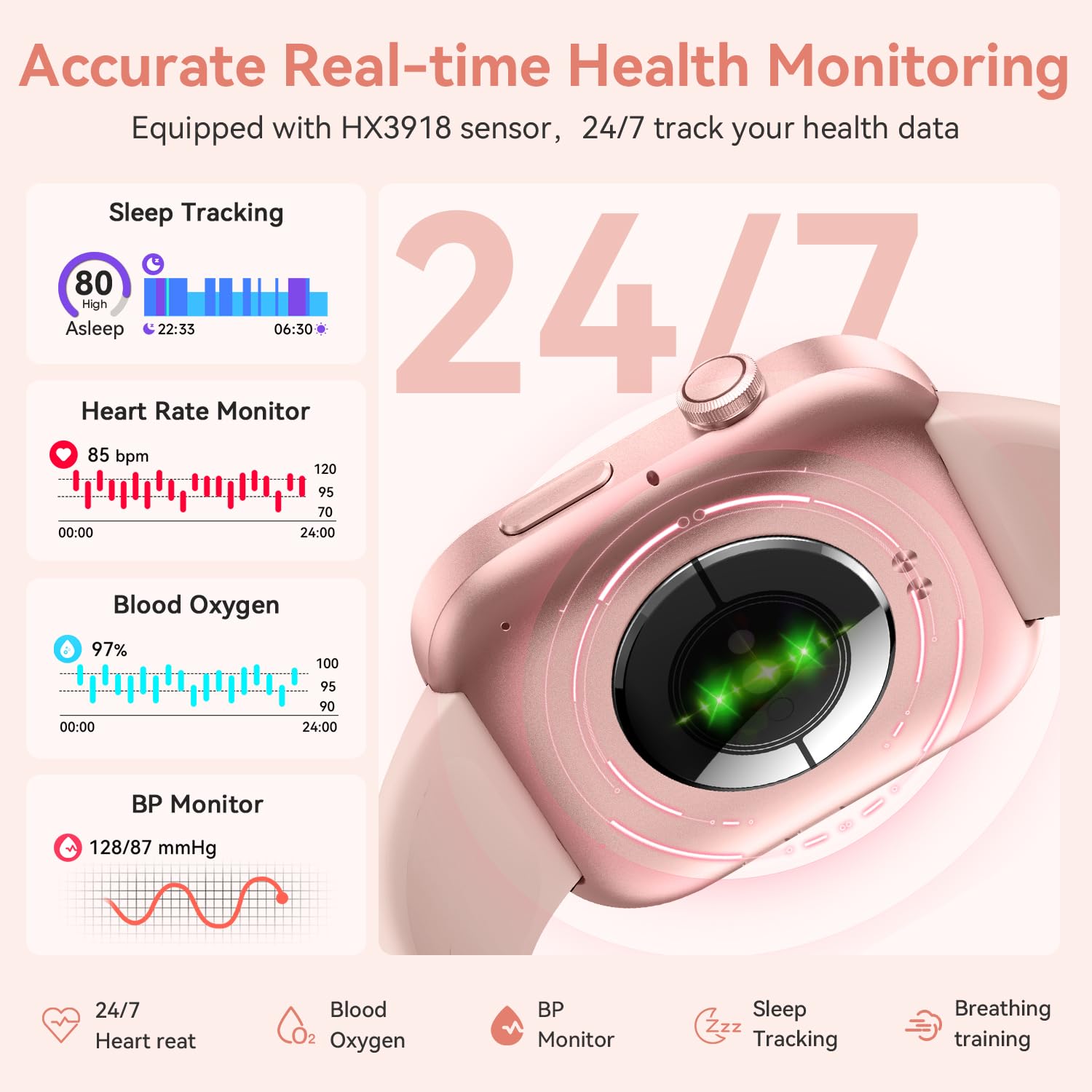 Foto 6 pulgar | Reloj Inteligente Aeac con Pantalla Amoled 3 Atm Rosa - Venta Internacional