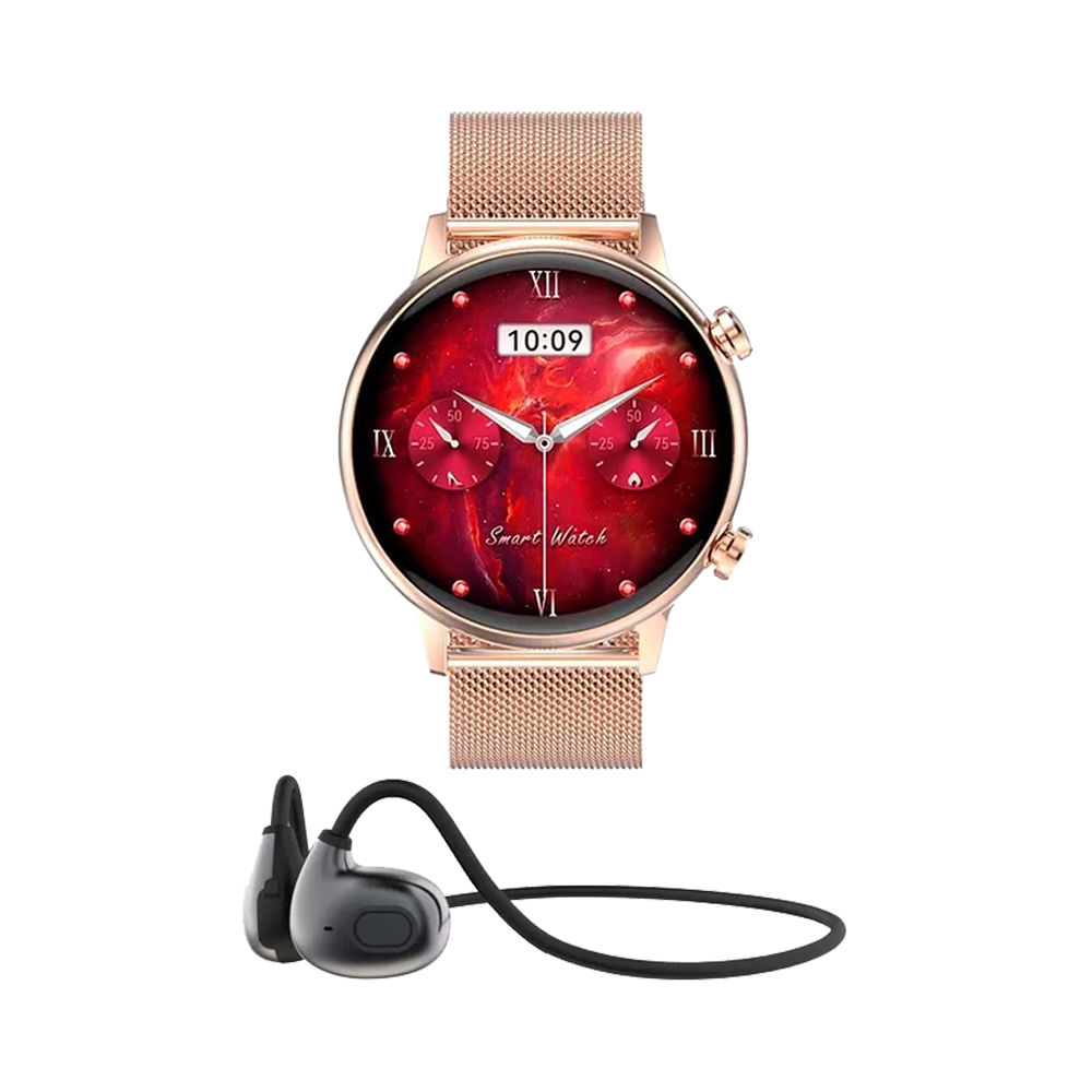Foto 3 pulgar | Smartwatch G-tide Romance Para Mujer Dorado+ Audífonos Ac01