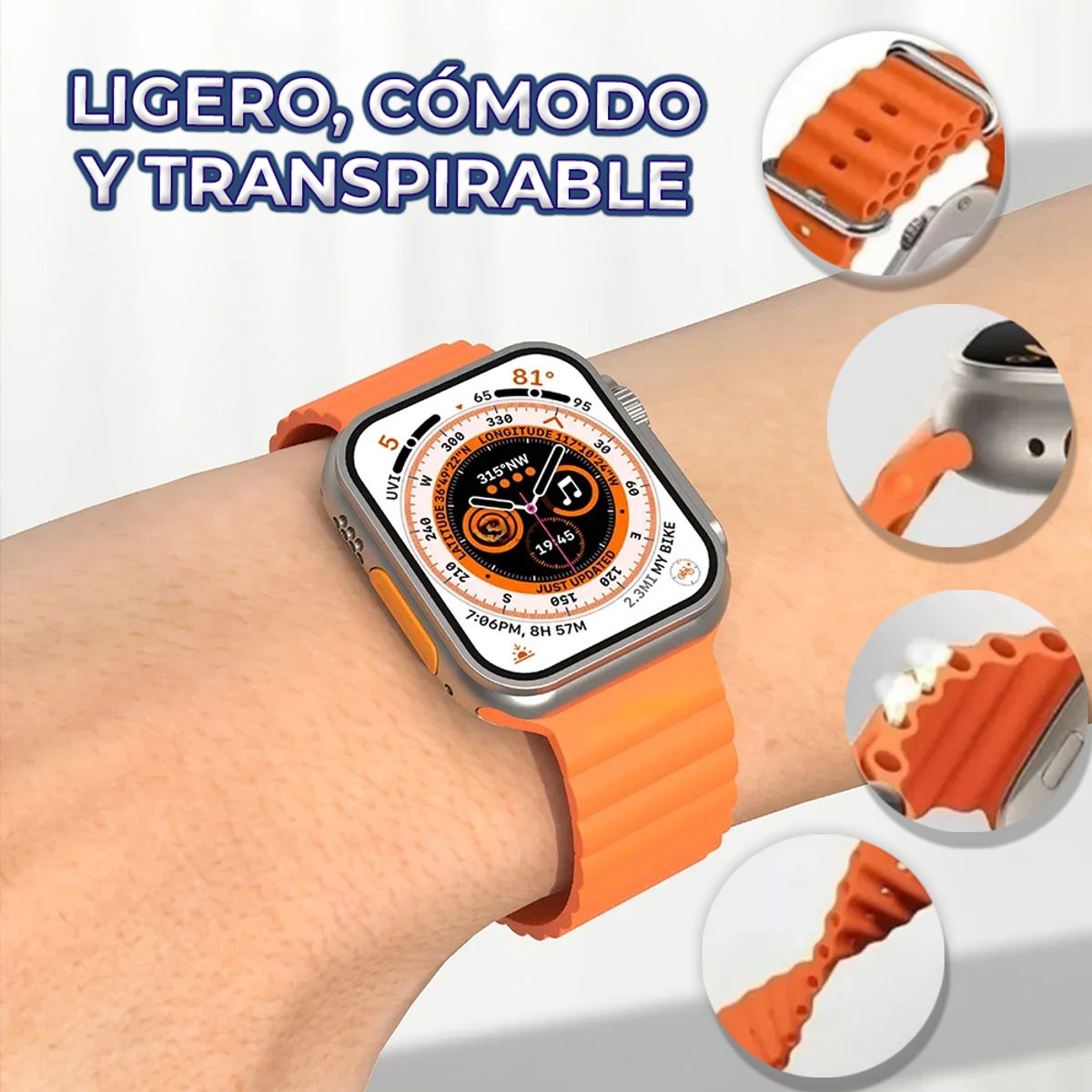 Foto 6 pulgar | Smarwatch Tipo S9ultra Con 7 Correas Carga Inalámbrica Real Antisalpicaduras